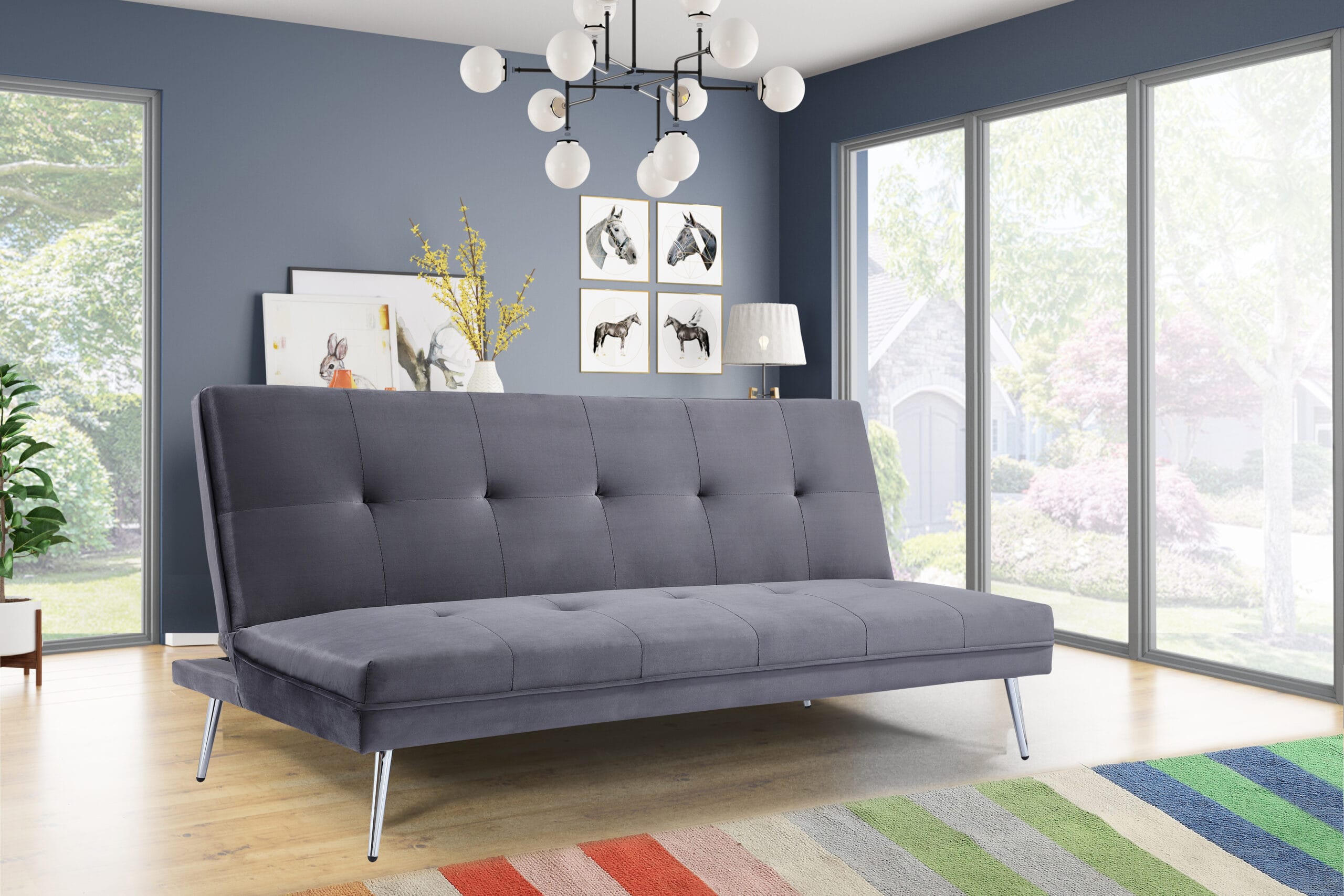 Canapea extensibila Adam, 181x88x80, gri/crom