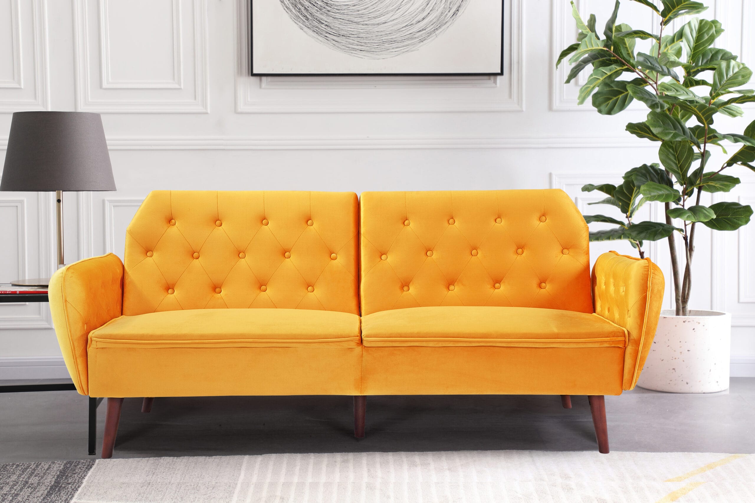 Canapea extensibila Klark cu 2 locuri, 211x85x82, mustar