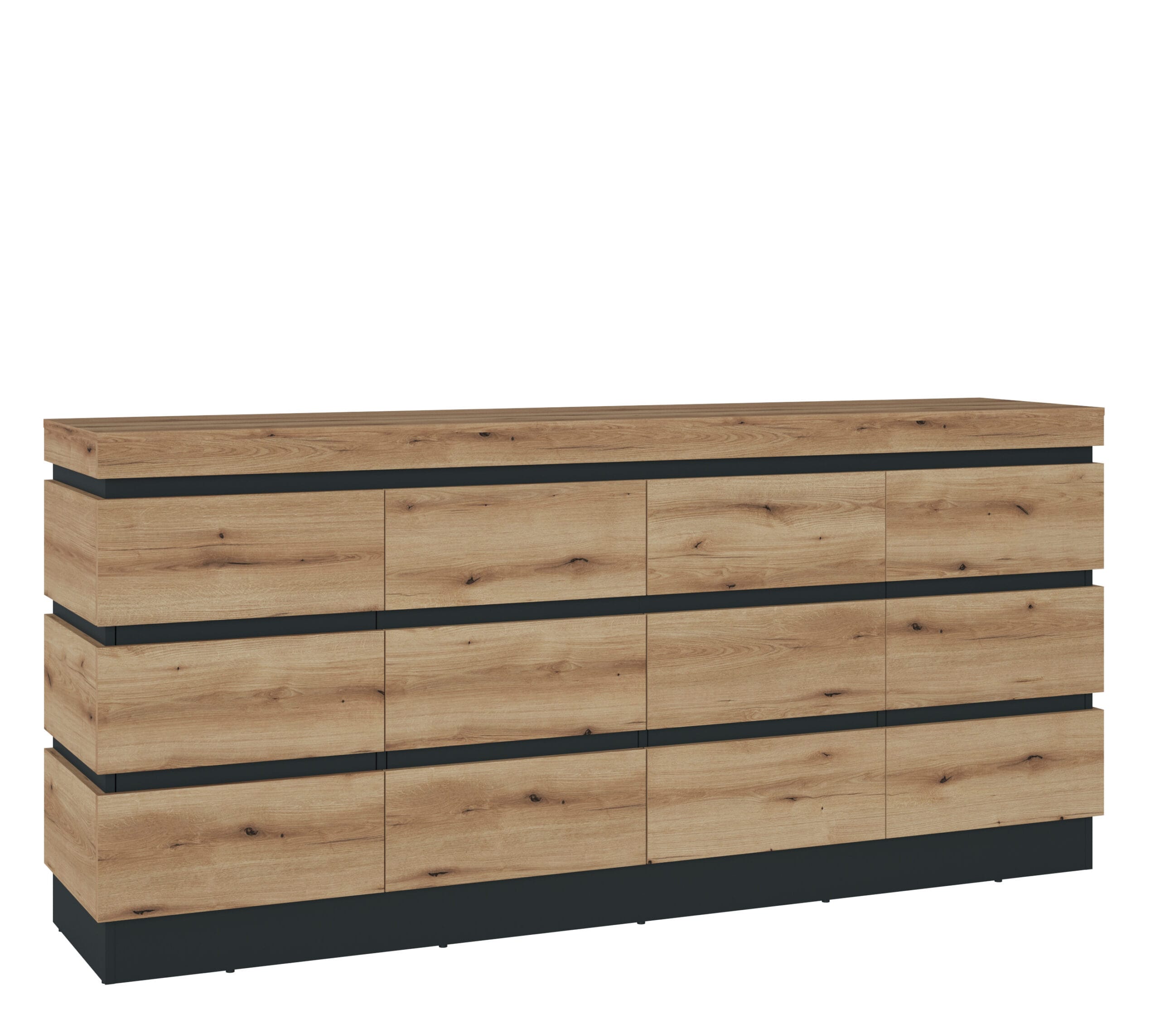 Comoda Corte CORK02, 201.2x45x92.5, stejar nisipiu/ gri