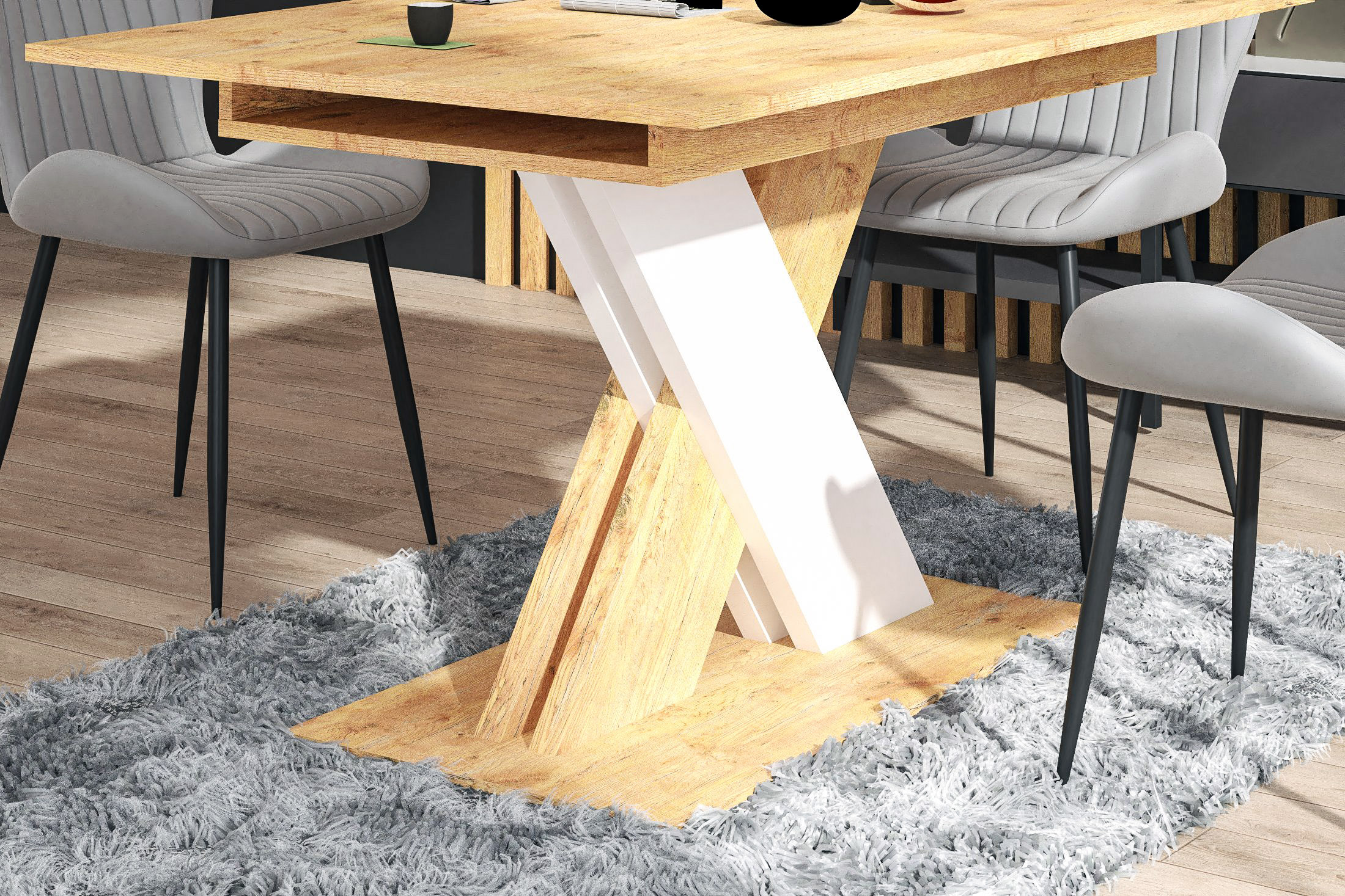 Masa extensibila Xarelto, 130(175)x85x76, stejar lancelot/ alb - imagine 3