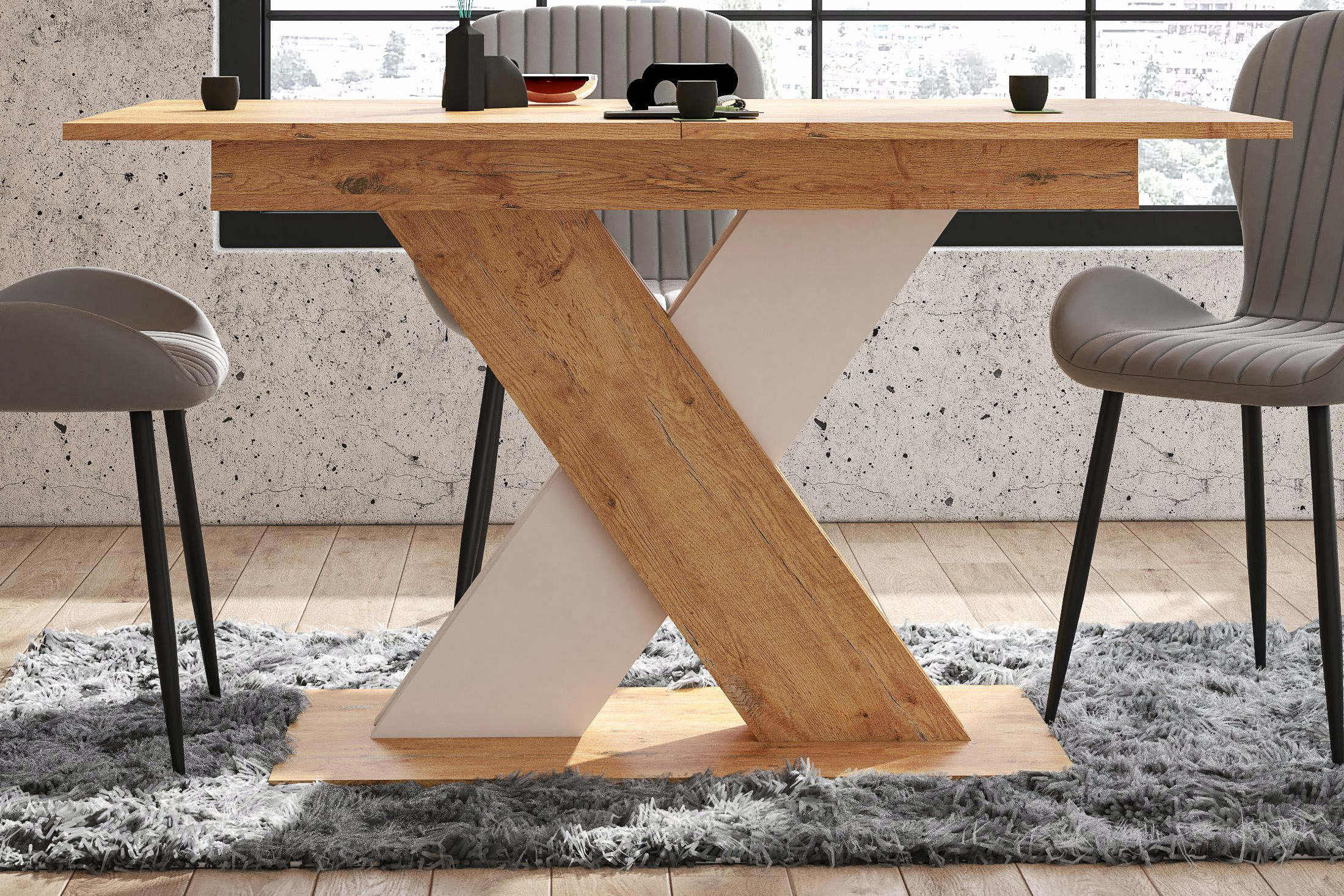 Masa extensibila Xarelto, 130(175)x85x76, stejar lancelot/ alb - imagine 4