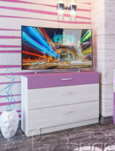 Comoda Adel, 85x48x72, craft alb/ violet deschis