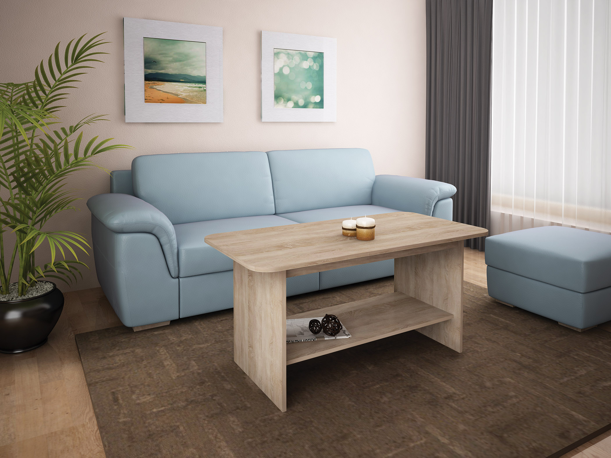 Masuta de cafea extensibila Adela, 120x60x60, stejar sonoma - imagine 2