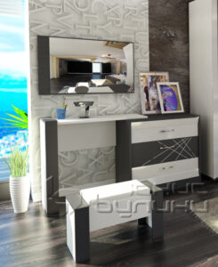 Comoda/ masuta de toaleta Arte New, 130x45x77, negru/alb/alb lucios