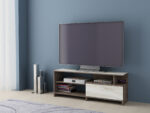 Comoda TV Alfa 70, 120x45, stejar colonial/ marmura alba