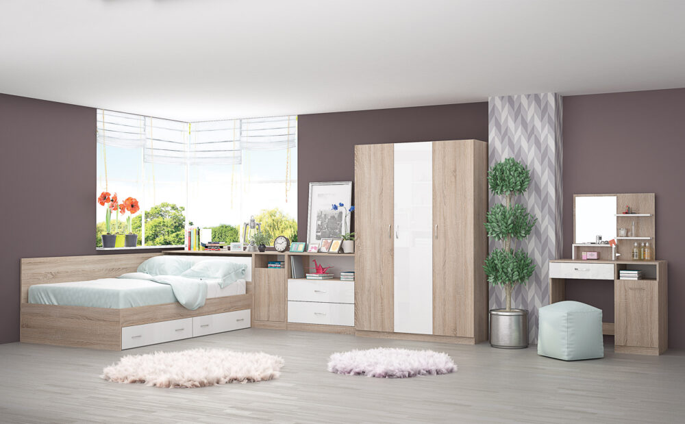 set-de-dormitor-andrea-sonoma-alb-lucios-stejar