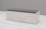 Banca/ lada depozitare Apolo, 110x38x38, stejar blanco/ piele eco gri diamond