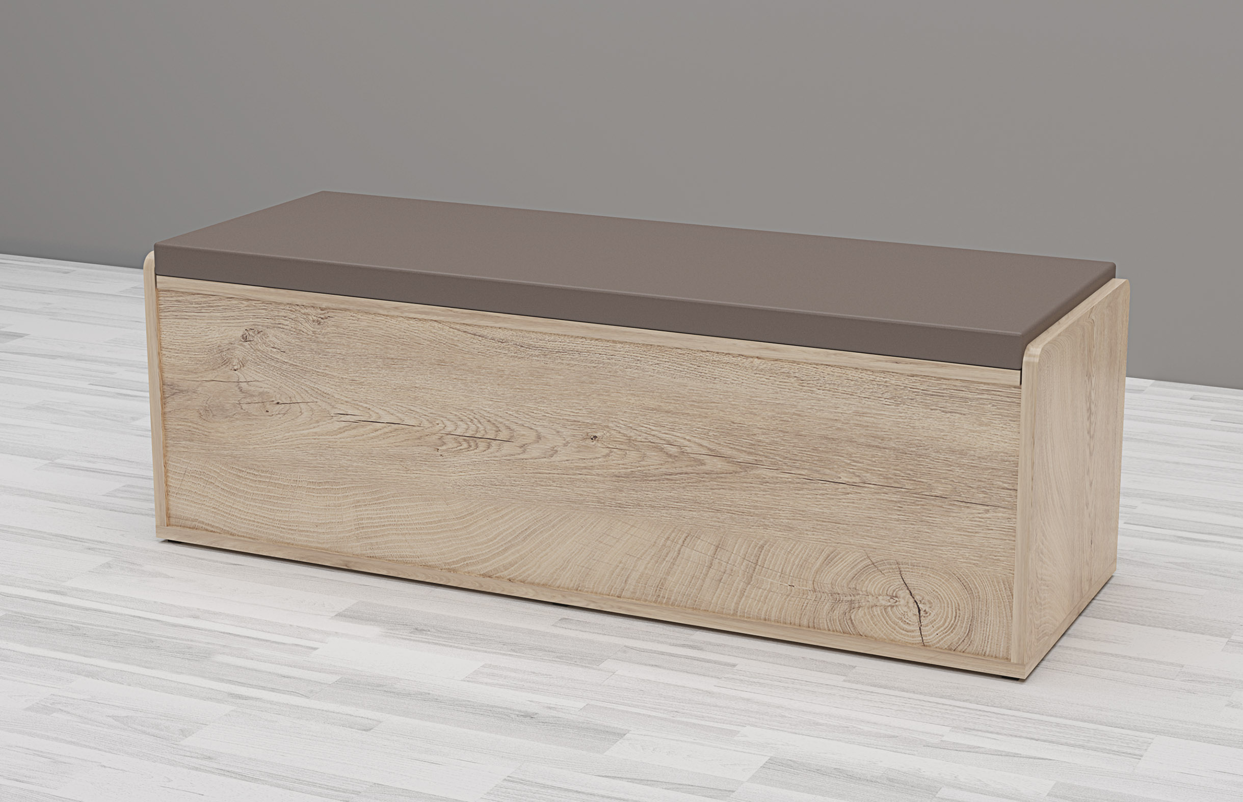 Banca/ lada depozitare Apolo, 110x38x38, stejar elegance/ piele eco cappuccino