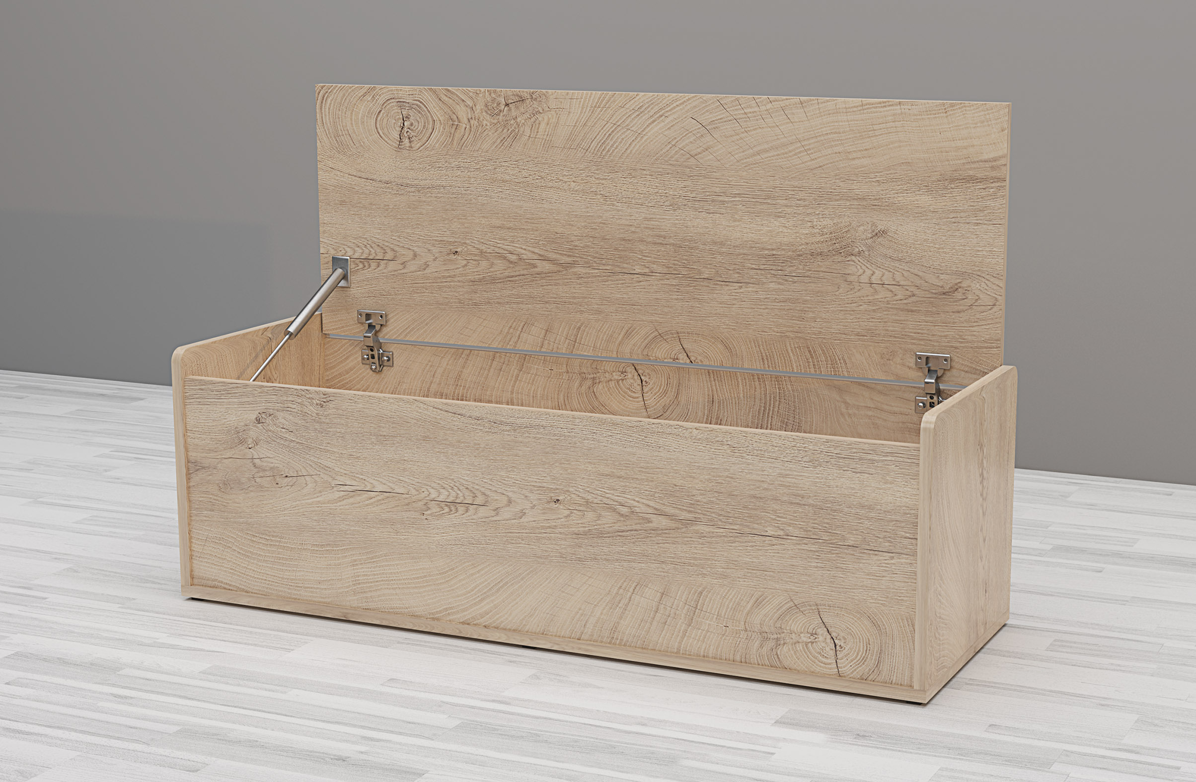 Banca/ lada depozitare Apolo, 110x38x38, stejar elegance/ piele eco cappuccino - imagine 2