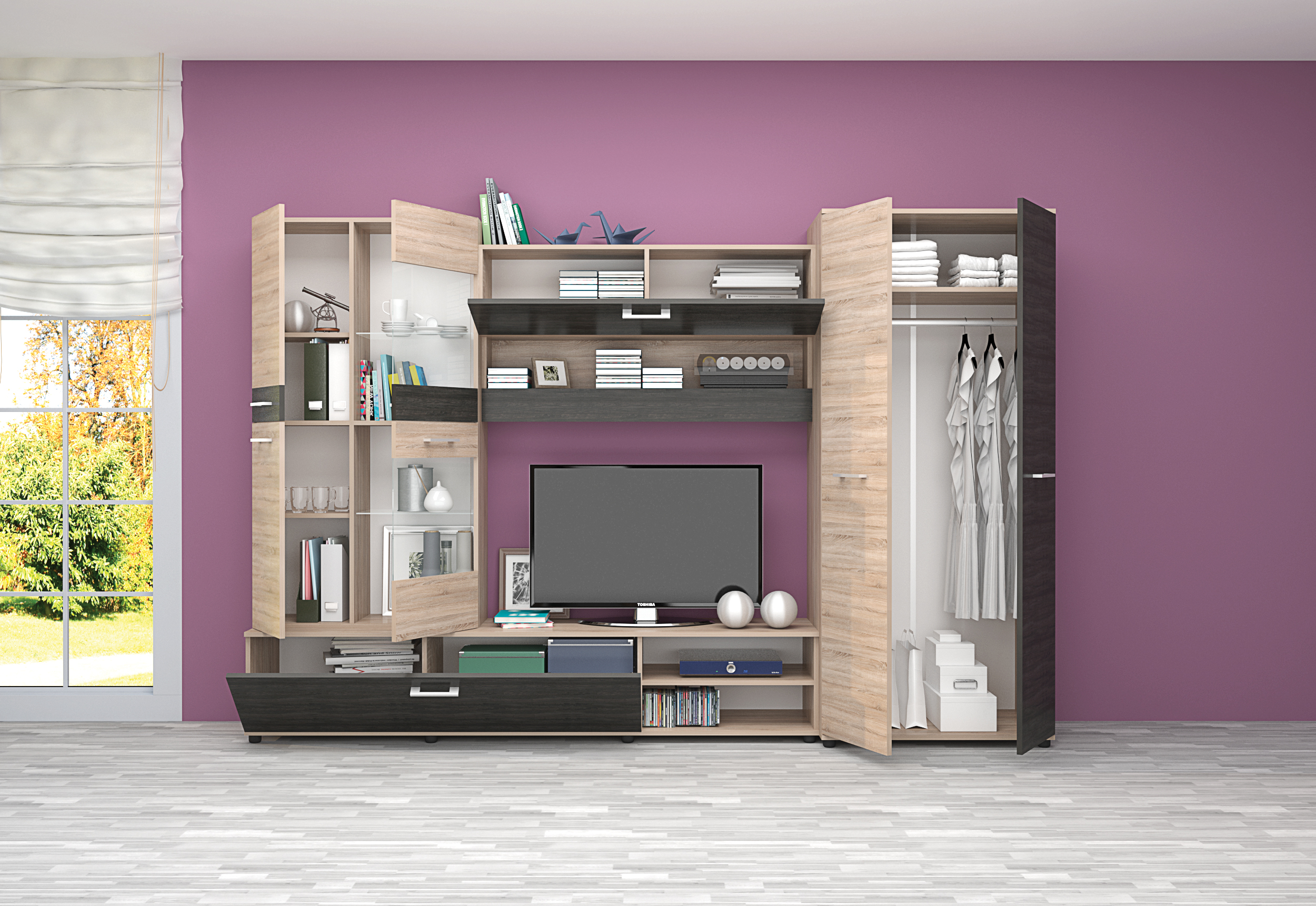 Living Arizona, 280x185, stejar sonoma/ stejar carbon - imagine 2