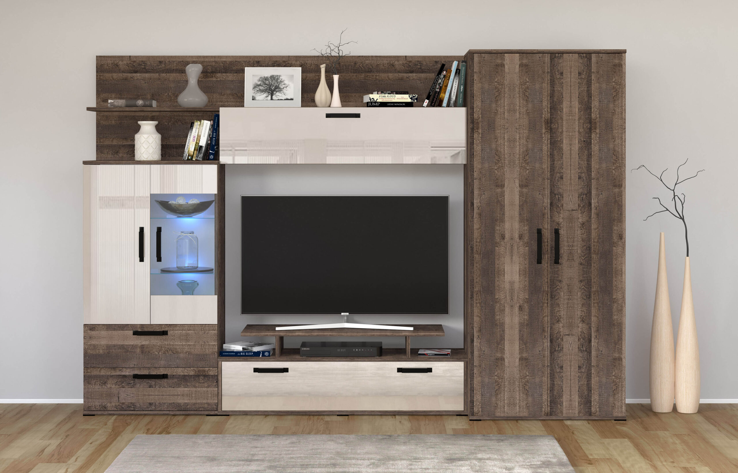 Living Aurora, 280x190, stejar colonial/ satin lucios