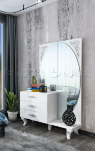 Comoda Bellissima, 100x43x170, alb/alb lucios