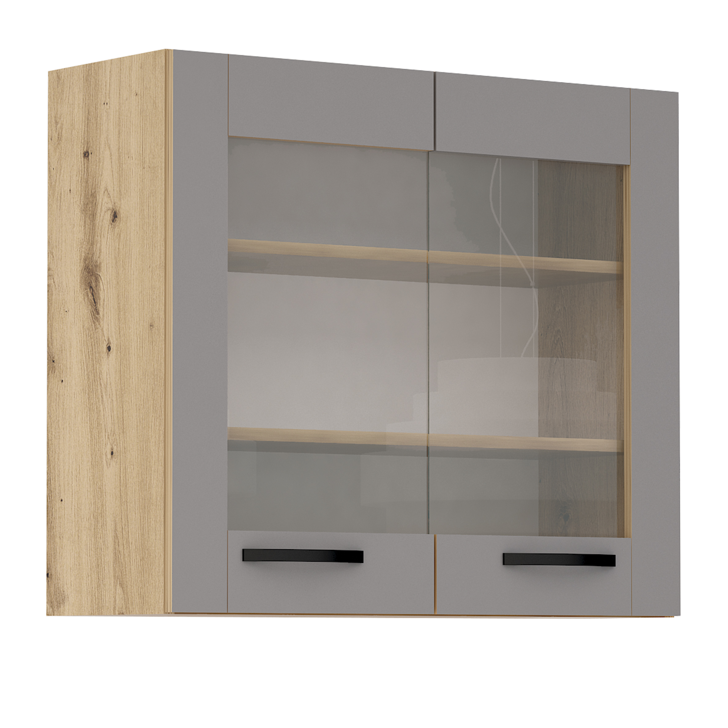 Corp superior vitrina Loren G12, 80x70, gri mat/artizan