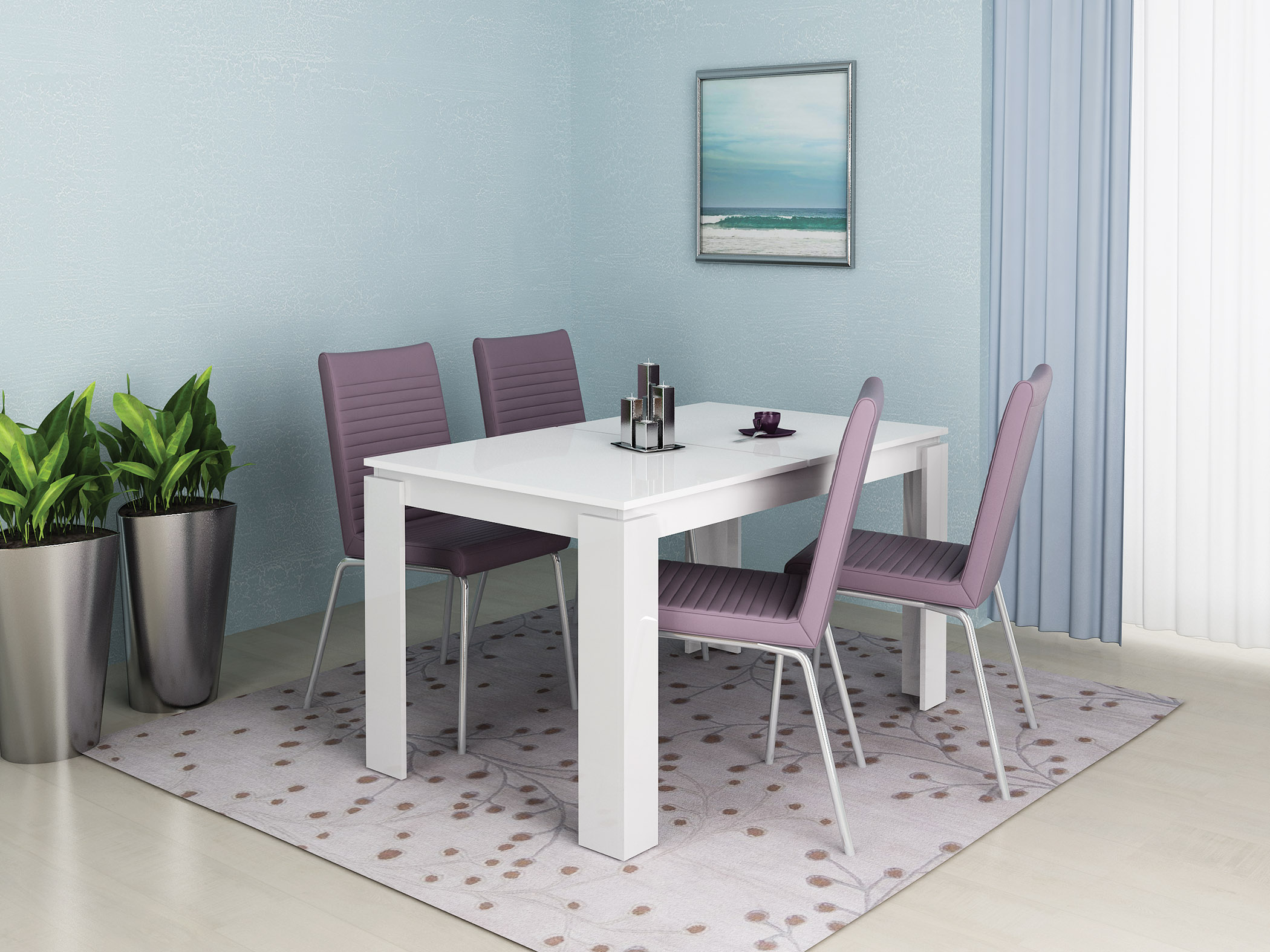 Masa extensibila Havana, 120(160)x80x74, alb lucios