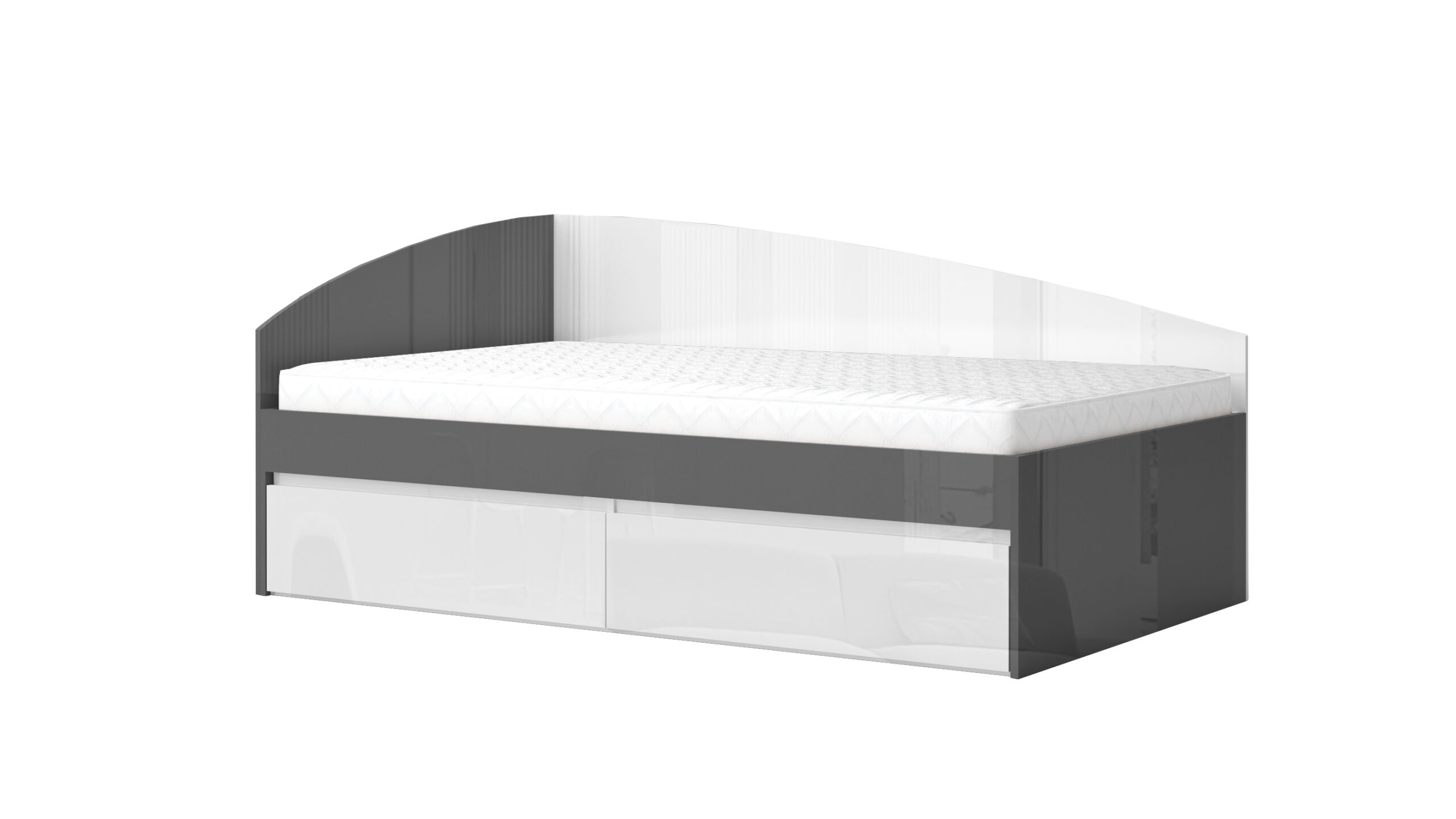 Pat Leo 120, 120x200, 2 sertare, antracit lucios/ alb lucios