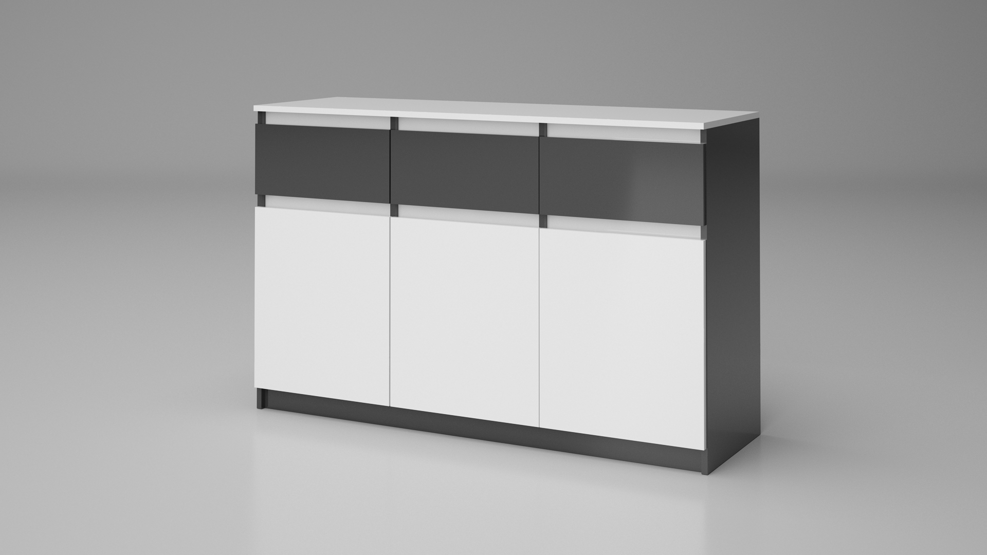 Comoda Leo 9, antracit lucios / alb lucios