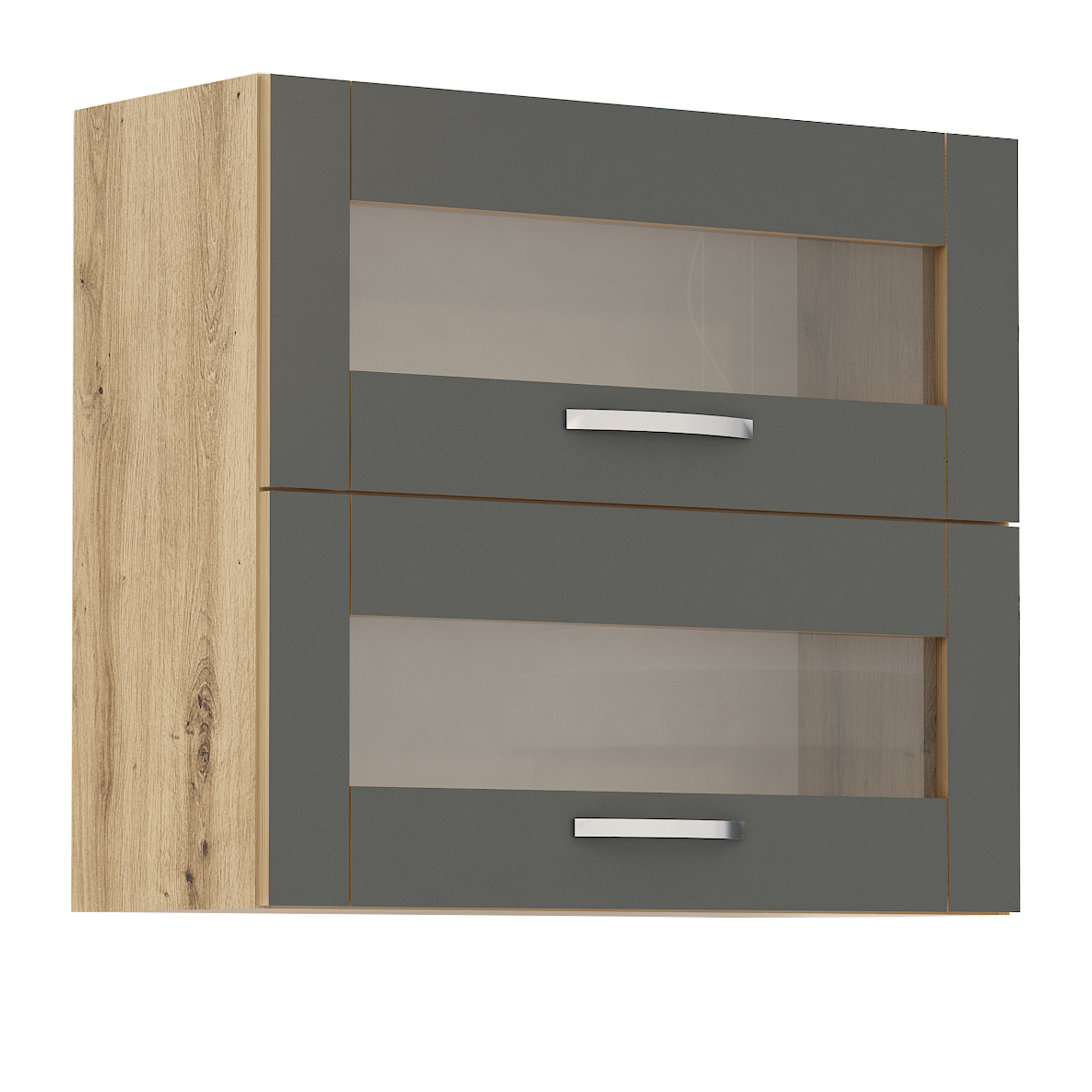 Corp superior vitrina Loren G37, 2 usi, 80x70, antracit mat/artizan