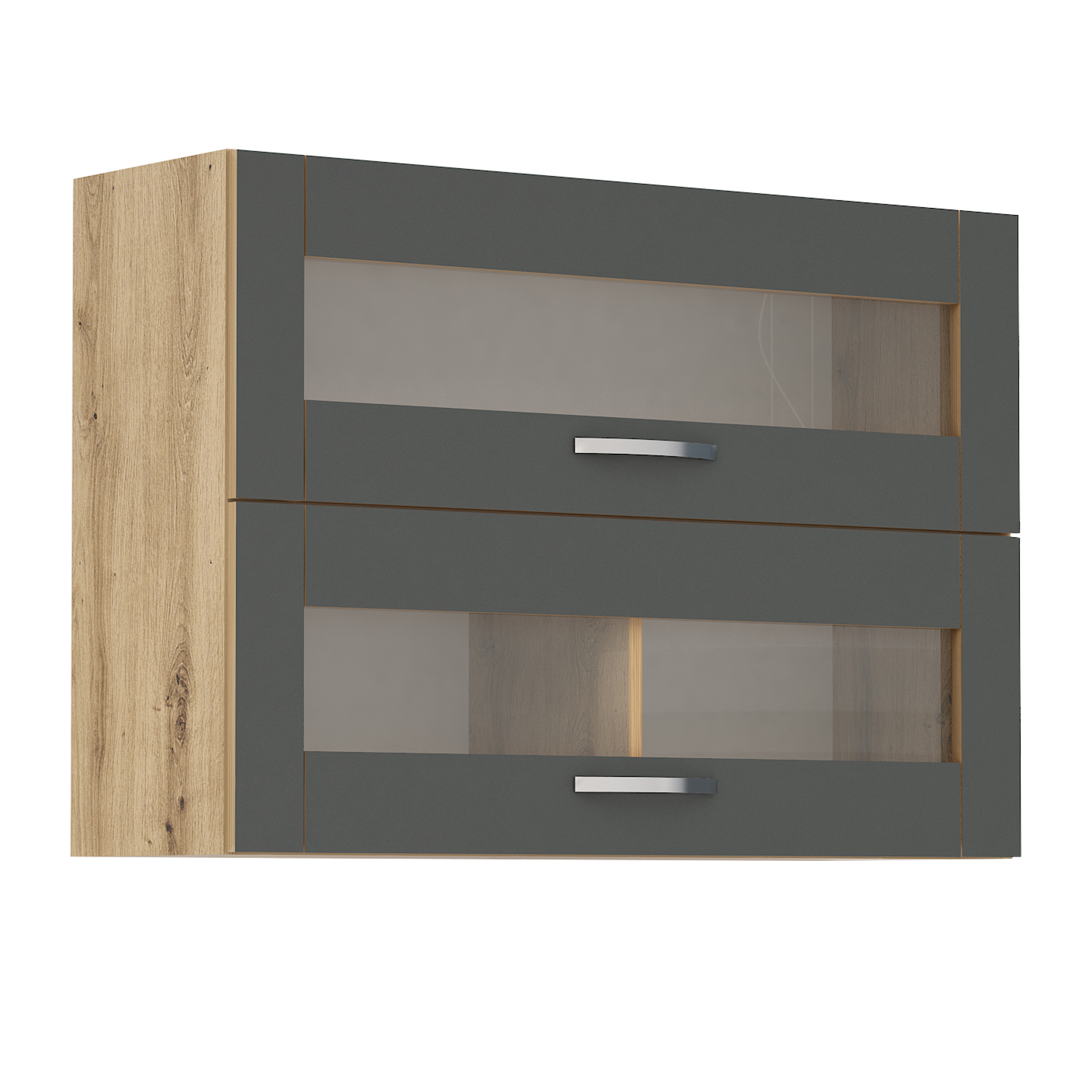 Corp superior vitrina Loren G38, 2 usi, 100x70, antracit mat/artizan