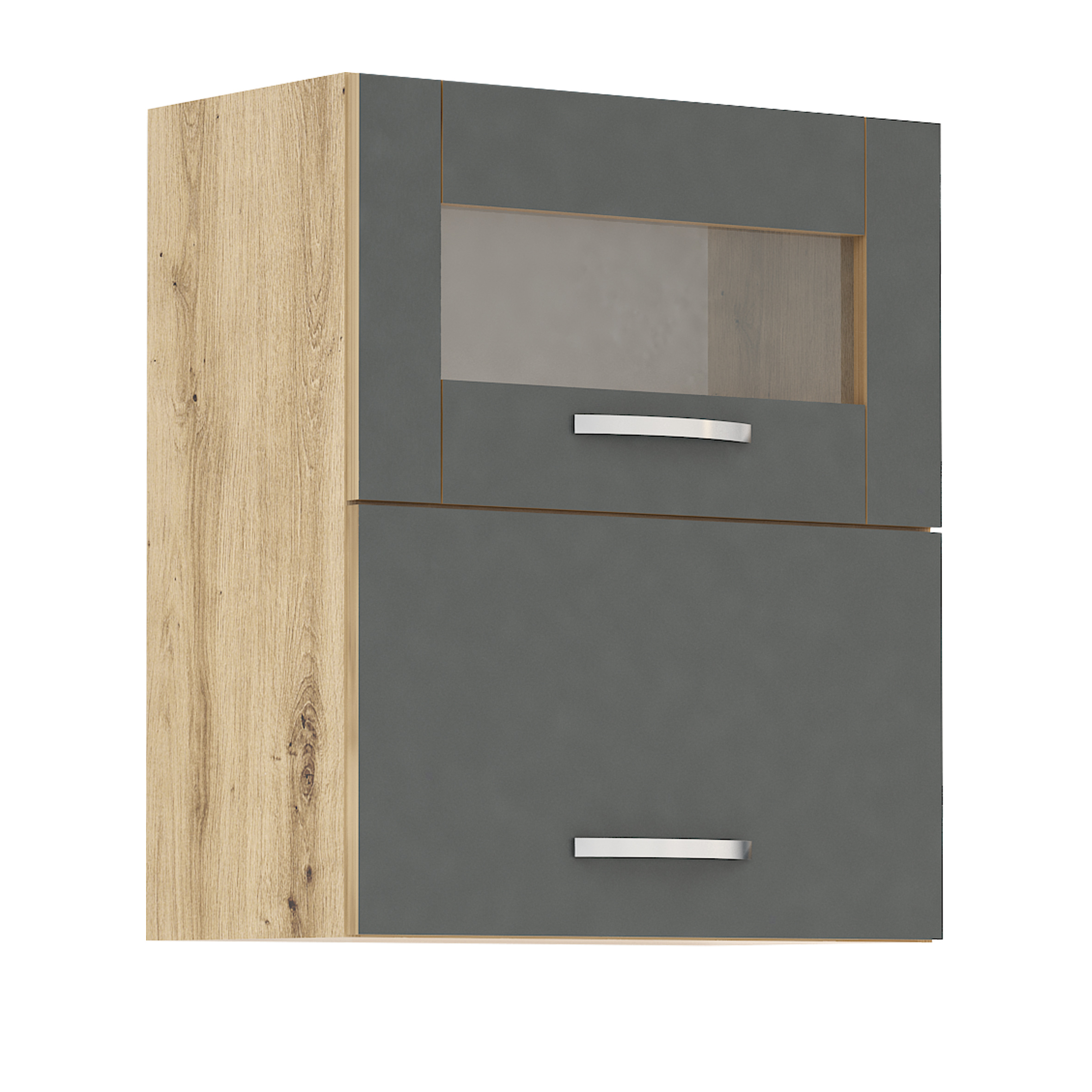 Corp superior vitrina Loren G44, 2 usi, 60x70, antracit mat/artizan