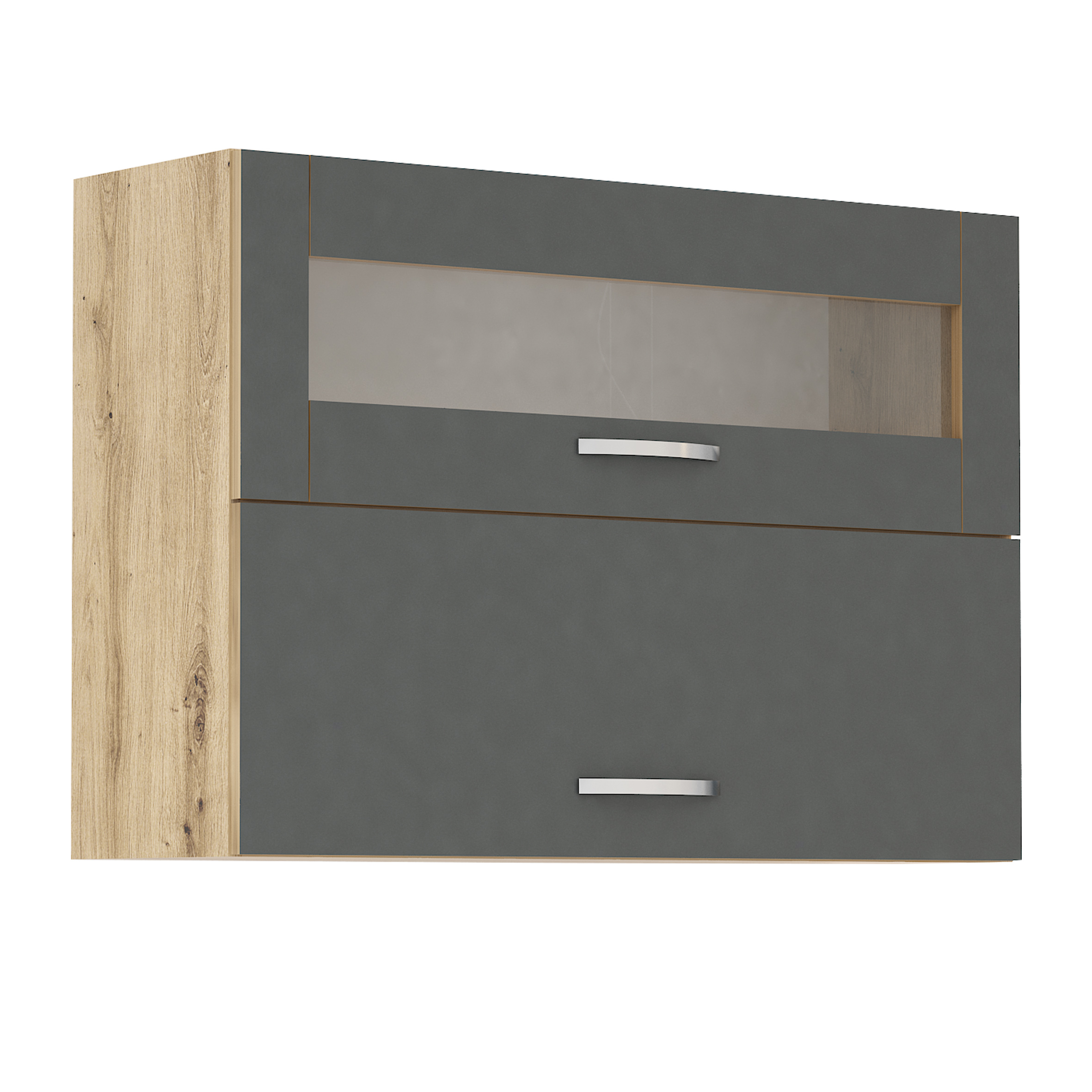 Corp superior vitrina Loren G46, 2 usi, 100x60, antracit mat/ artizan