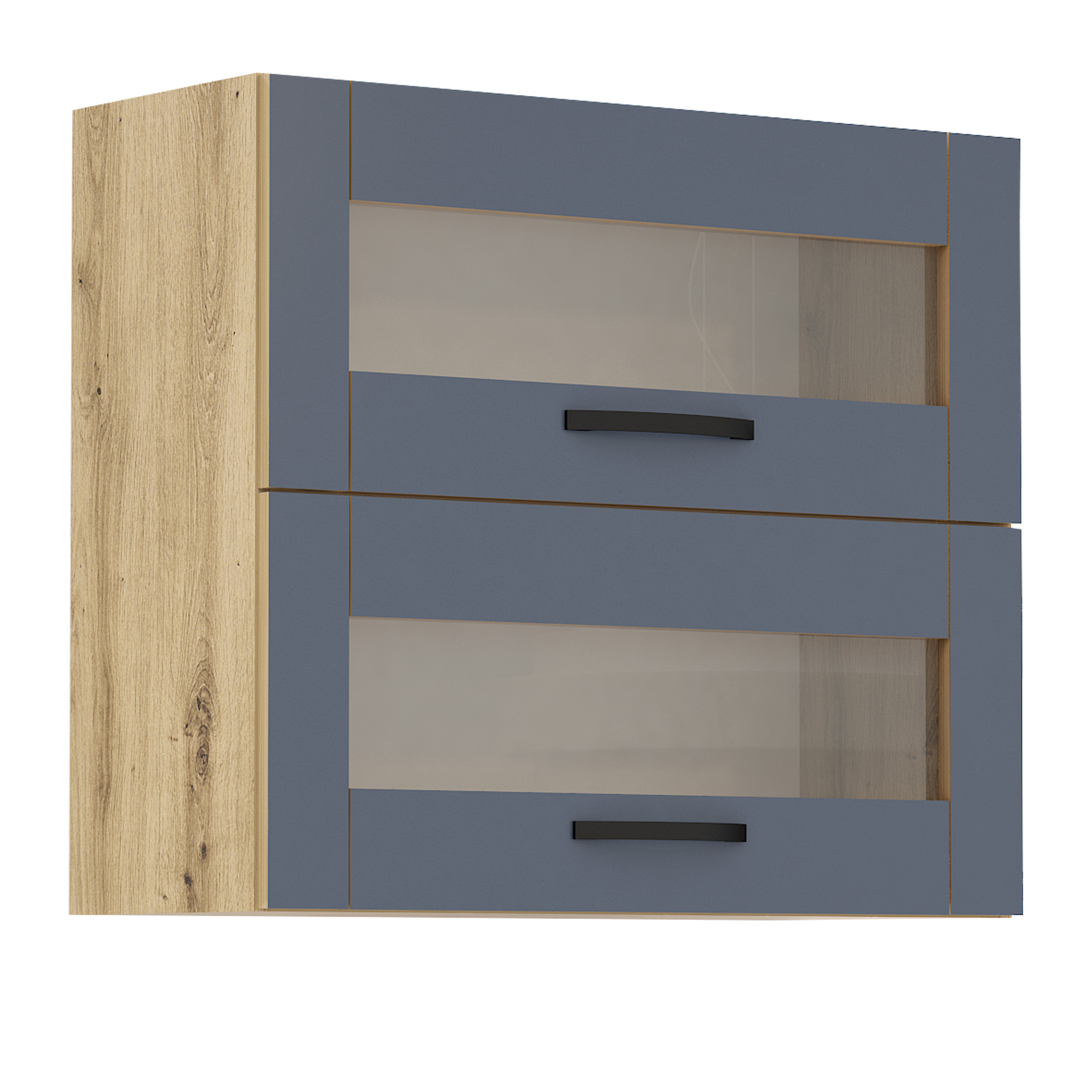 Corp superior vitrina Loren G37, 2 usi, 80x70, albastru mat/artizan