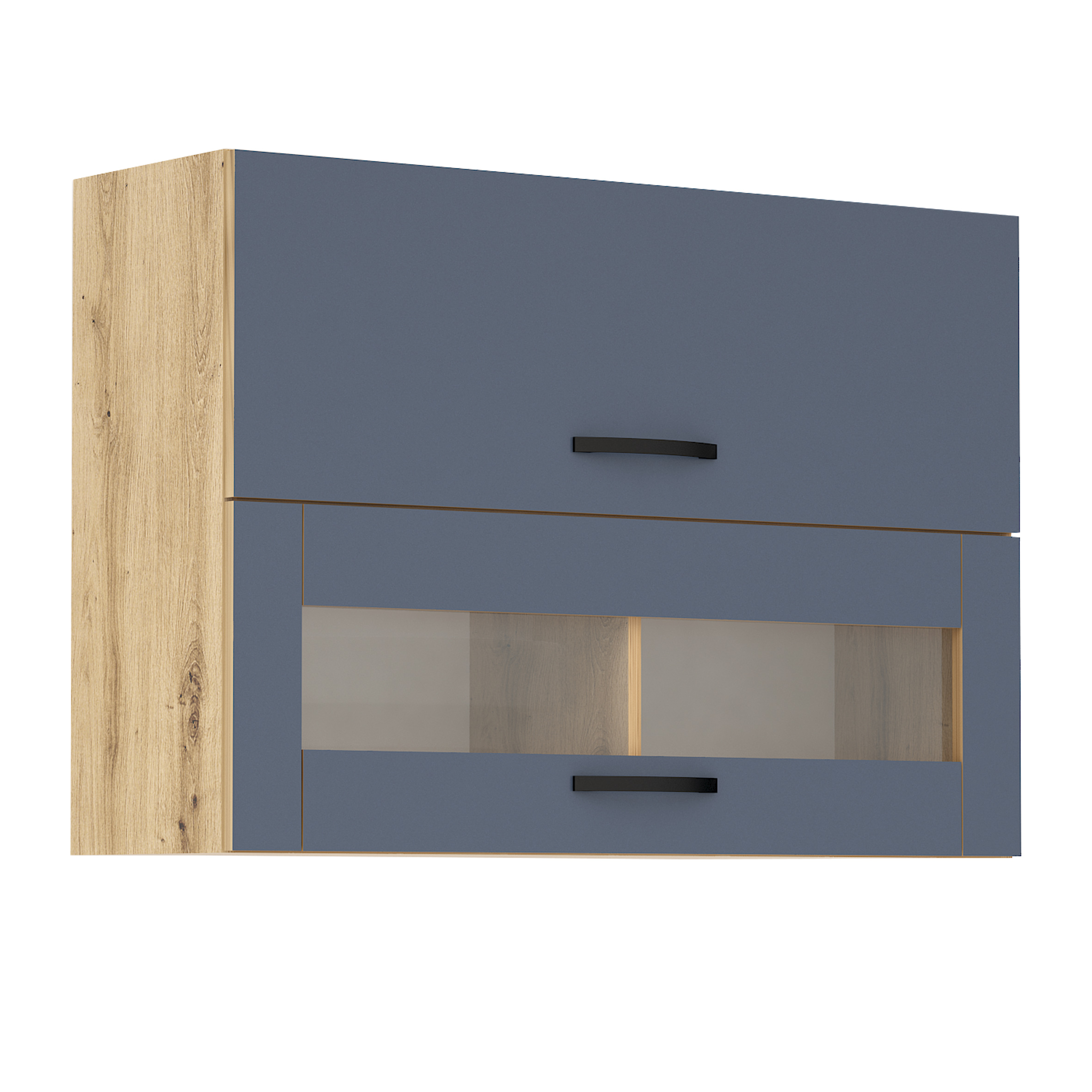 Corp superior vitrina Loren G42, 2 usi, 100x70, albastru mat/artizan