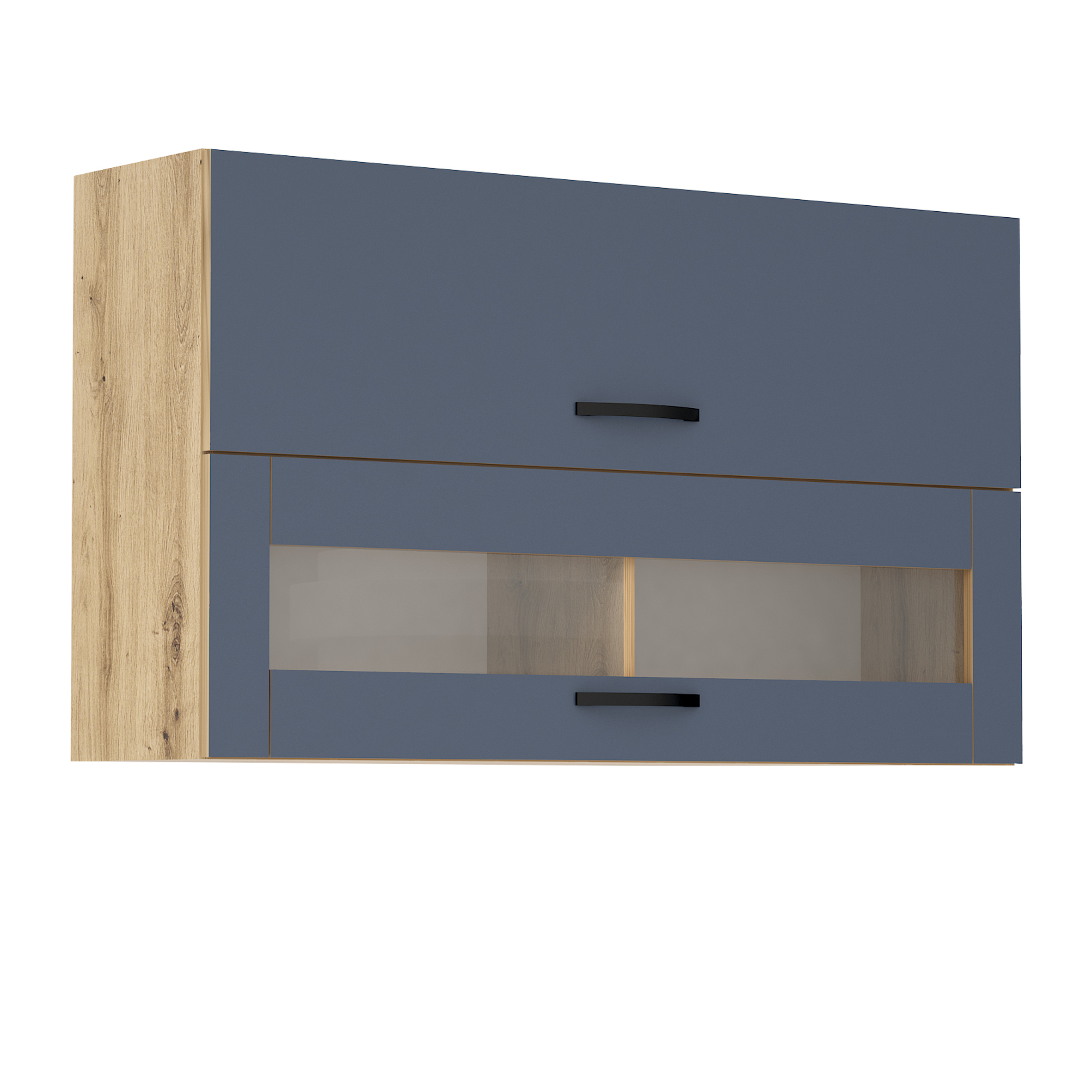Corp superior vitrina Loren G43, 2 usi, 120x70, albastru mat/artizan