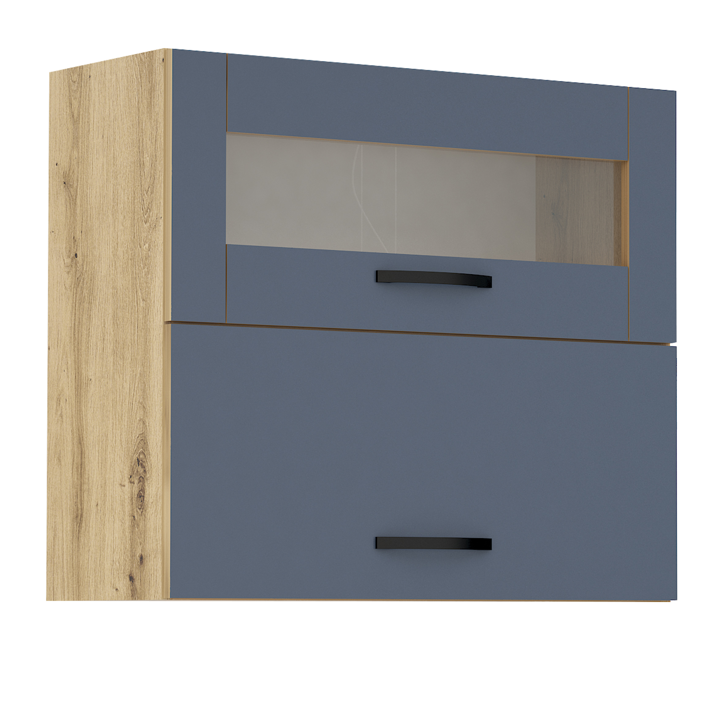 Corp superior vitrina Loren G45, 2 usi, 80x70, albastru mat/artizan