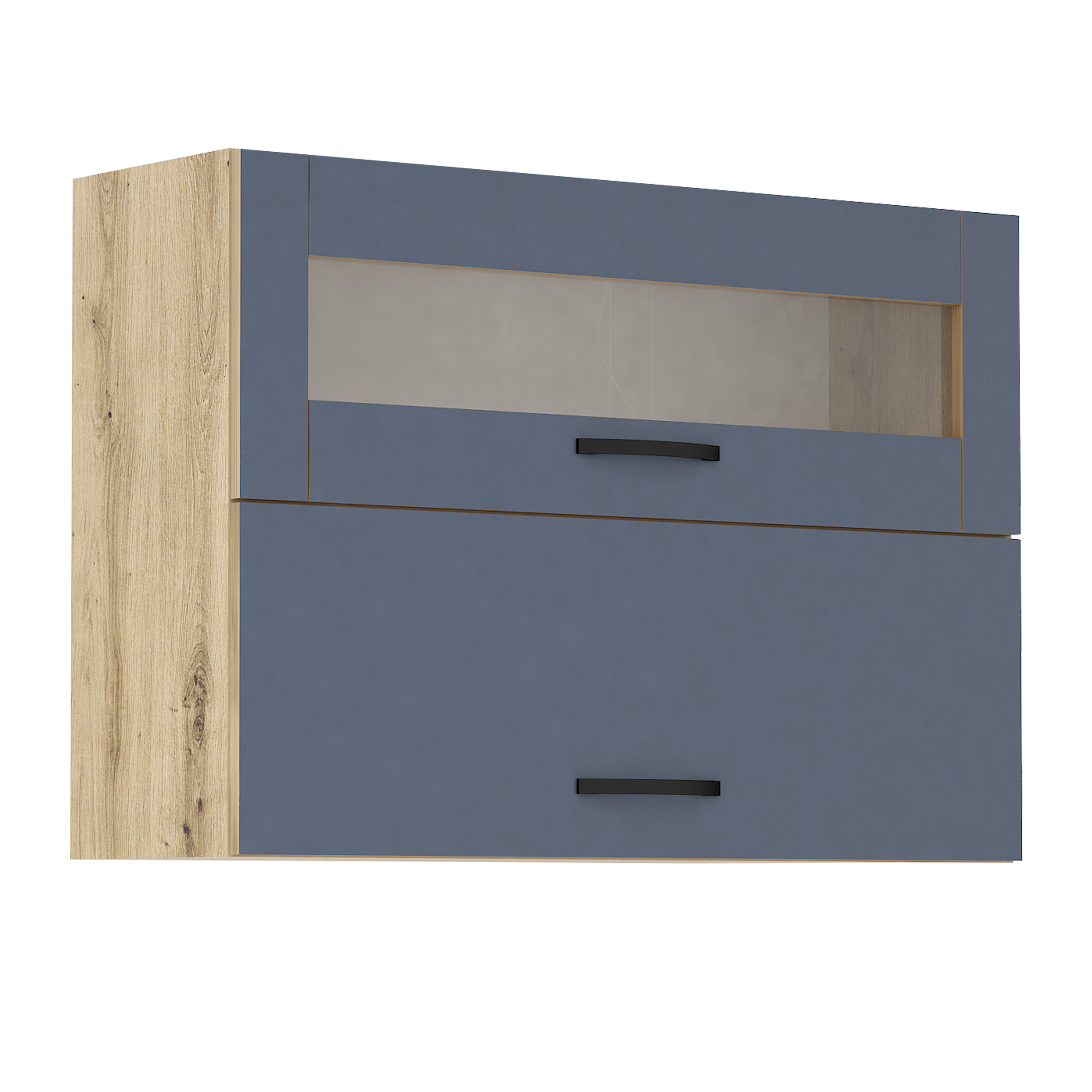 Corp superior vitrina Loren G46, 2 usi, 100x60, albastru mat/artizan