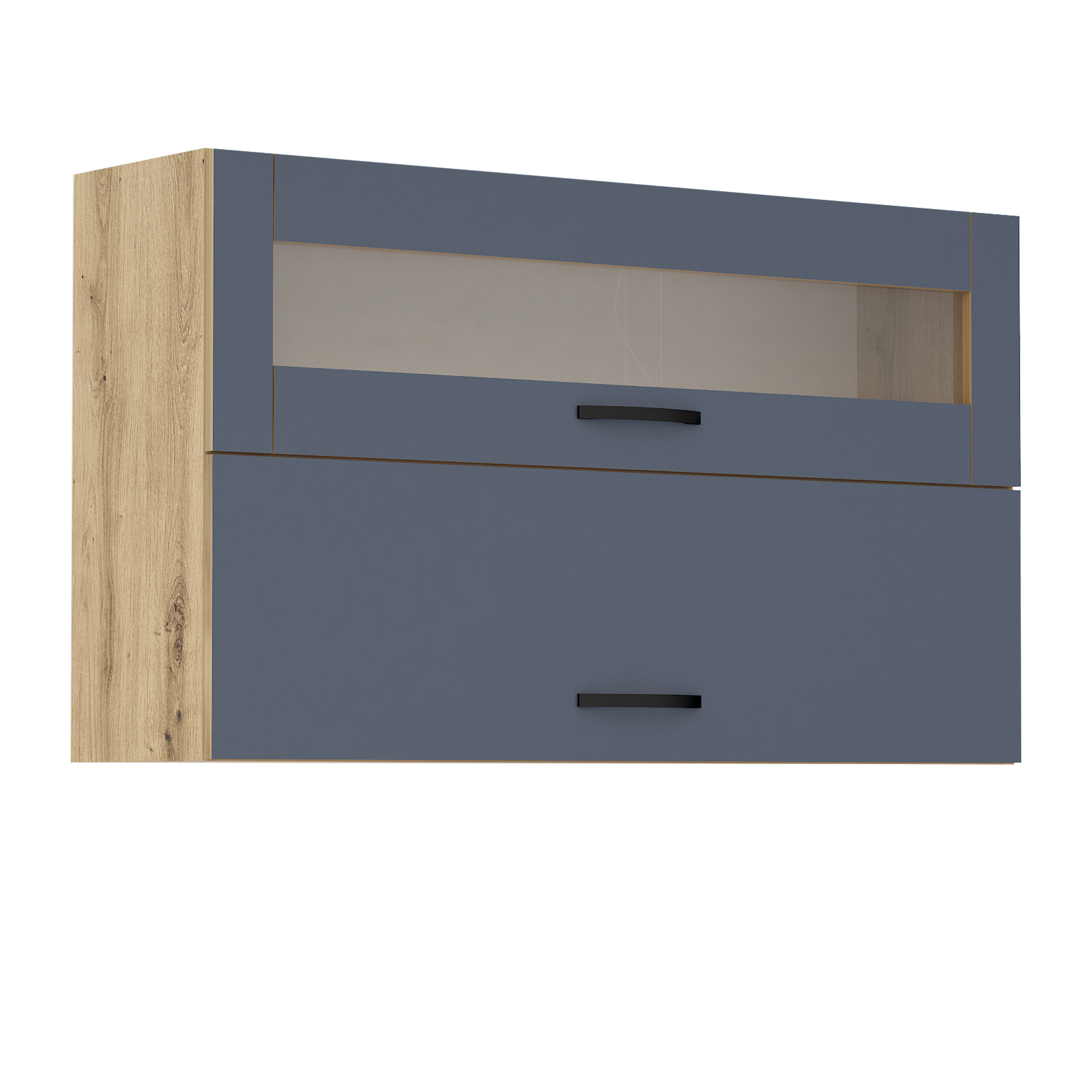 Corp superior vitrina Loren G47, 2 usi, 120x70, albastru mat/artizan