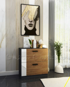 Comoda Matera, 70x43x75, grafit/ denver/ alb lucios