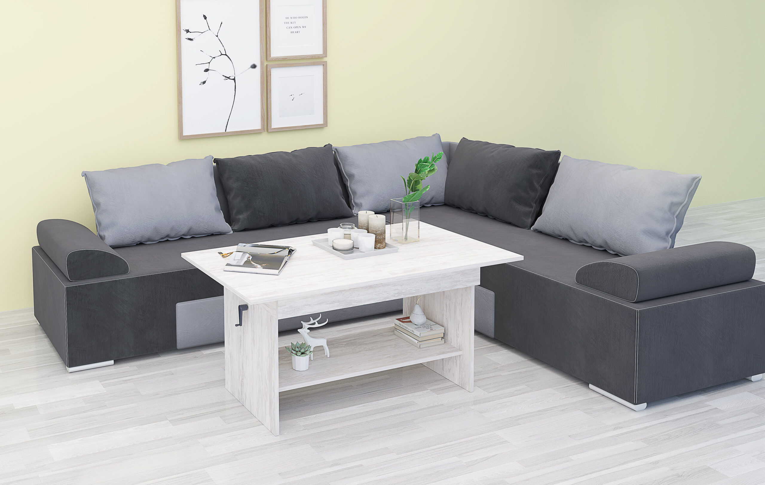 Mauta de cafea extensibila Eli, 120-155x65x57.5-70, blanco