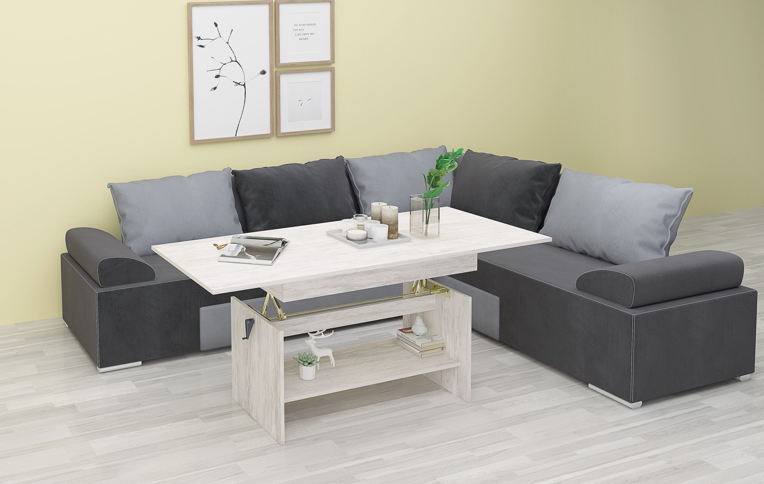 Mauta de cafea extensibila Eli, 120-155x65x57.5-70, blanco - imagine 2
