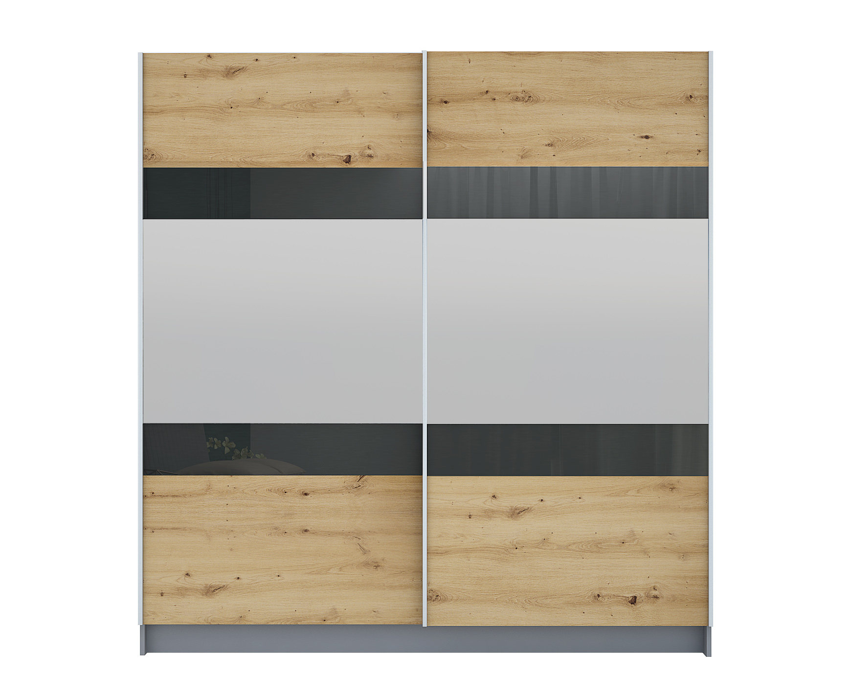 Set dormitor Monza, gri/ artisan/ antracit lucios - imagine 2