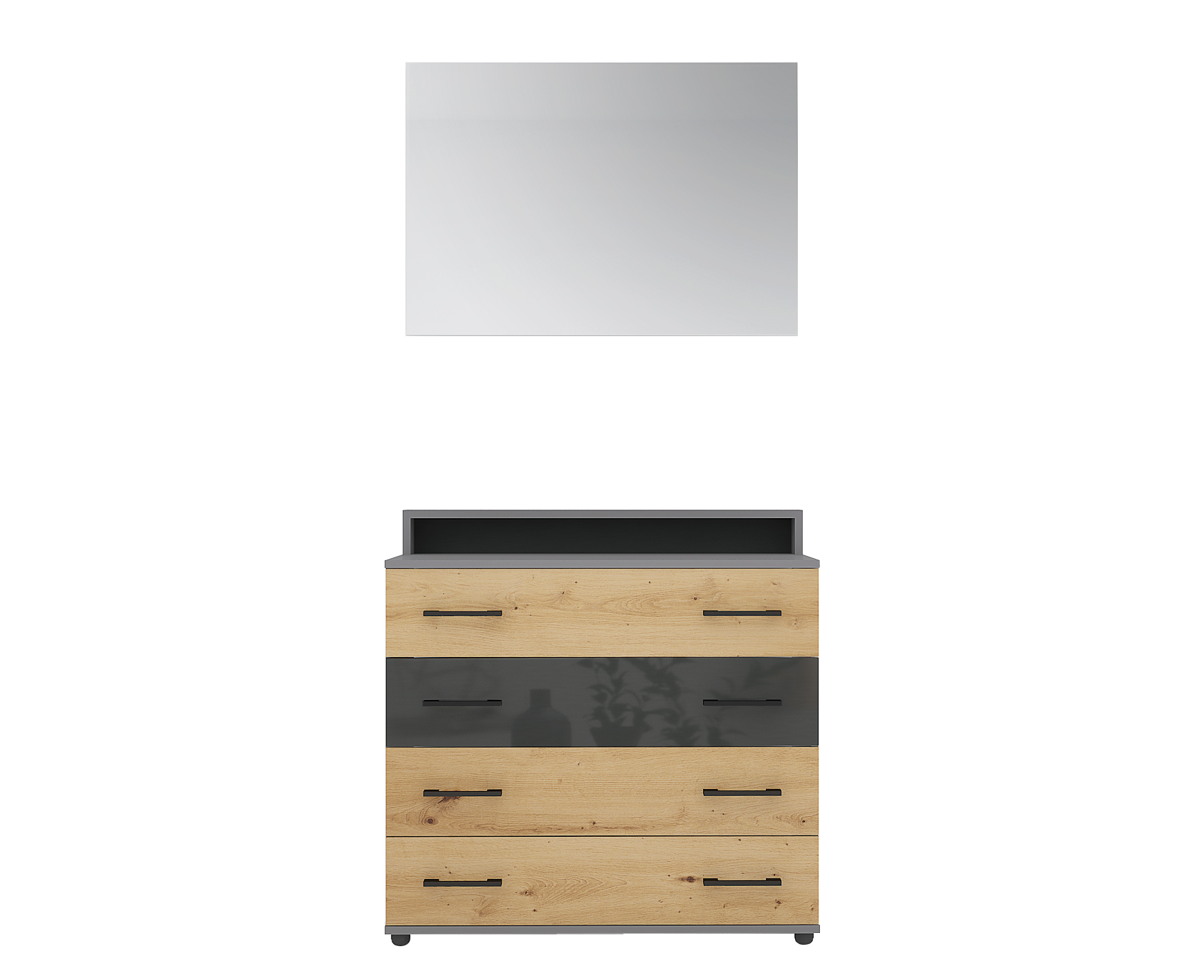 Set dormitor Monza, gri/ artisan/ antracit lucios - imagine 10
