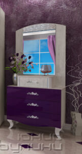 Comoda Orient, 75x48x180, craft alb/ violet lucios