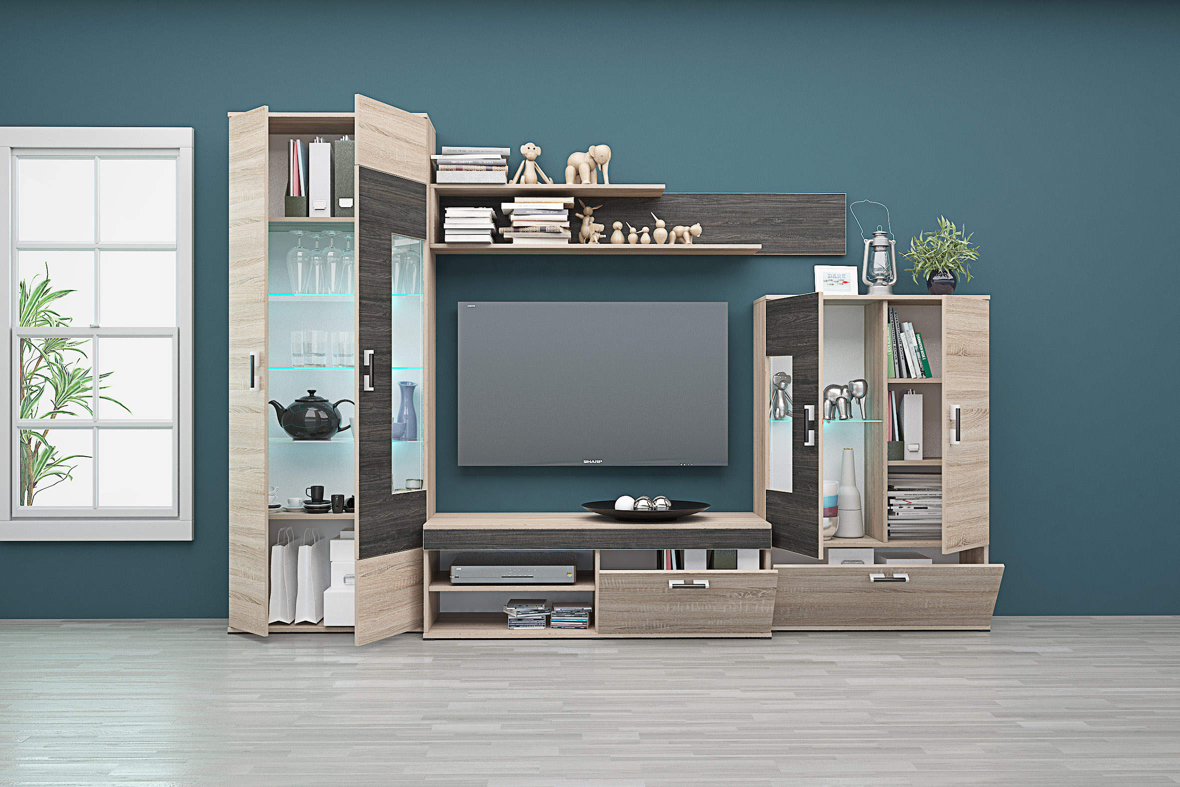 Living Olimpia, 270x184, stejar sonoma/ stejar carbon - imagine 2