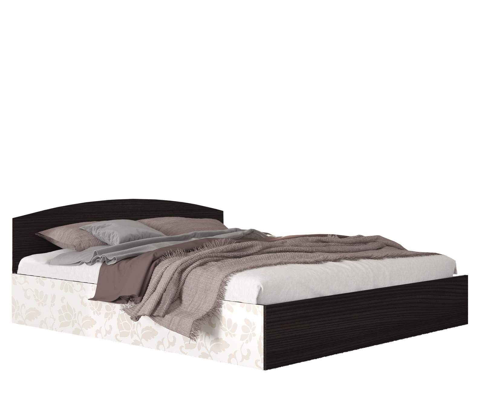 Set dormitor Flora, stejar inchis/ motive florale lucios - imagine 3