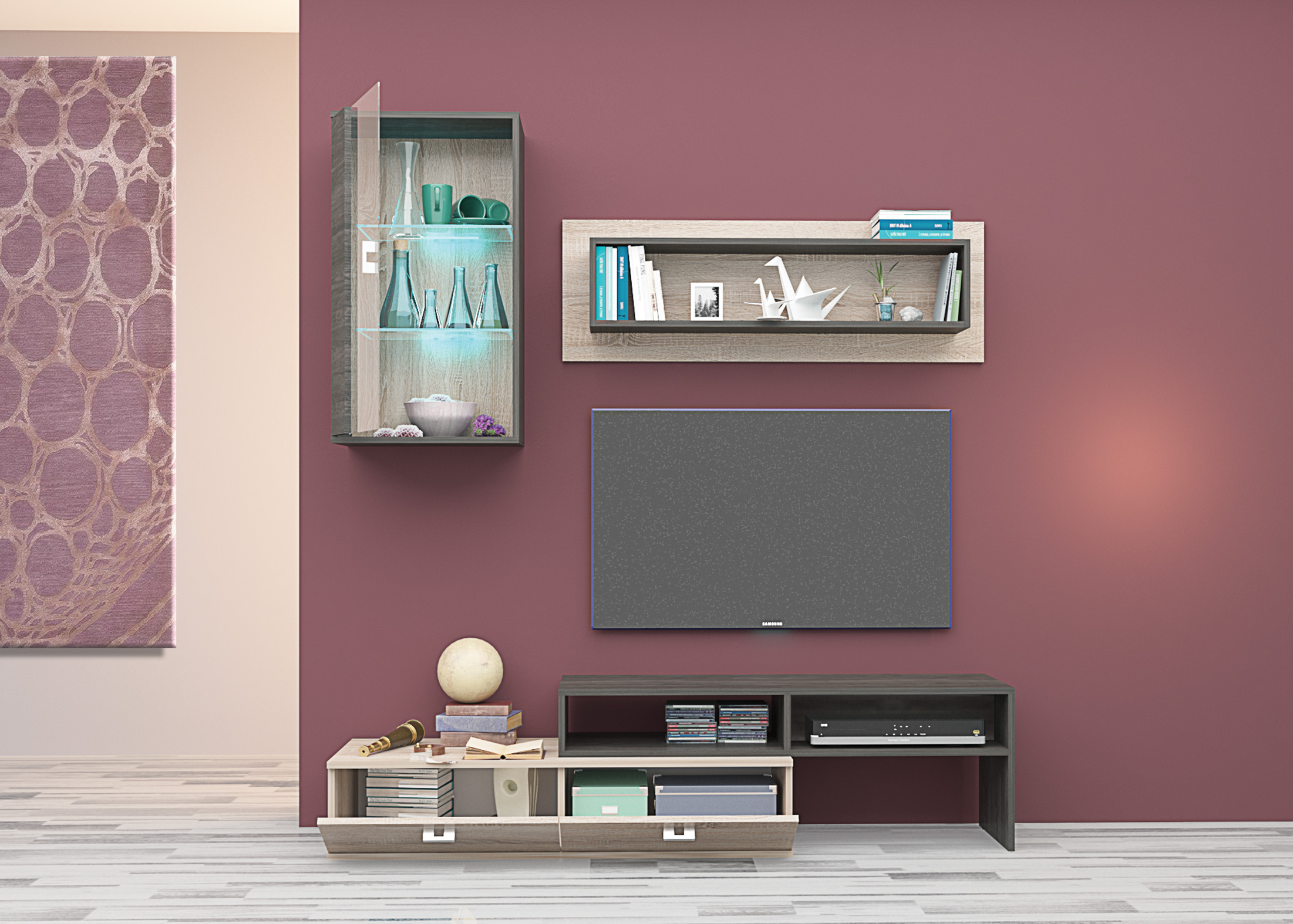 Living Sion, 170x190, stejar carbon/ stejar sonoma - imagine 2