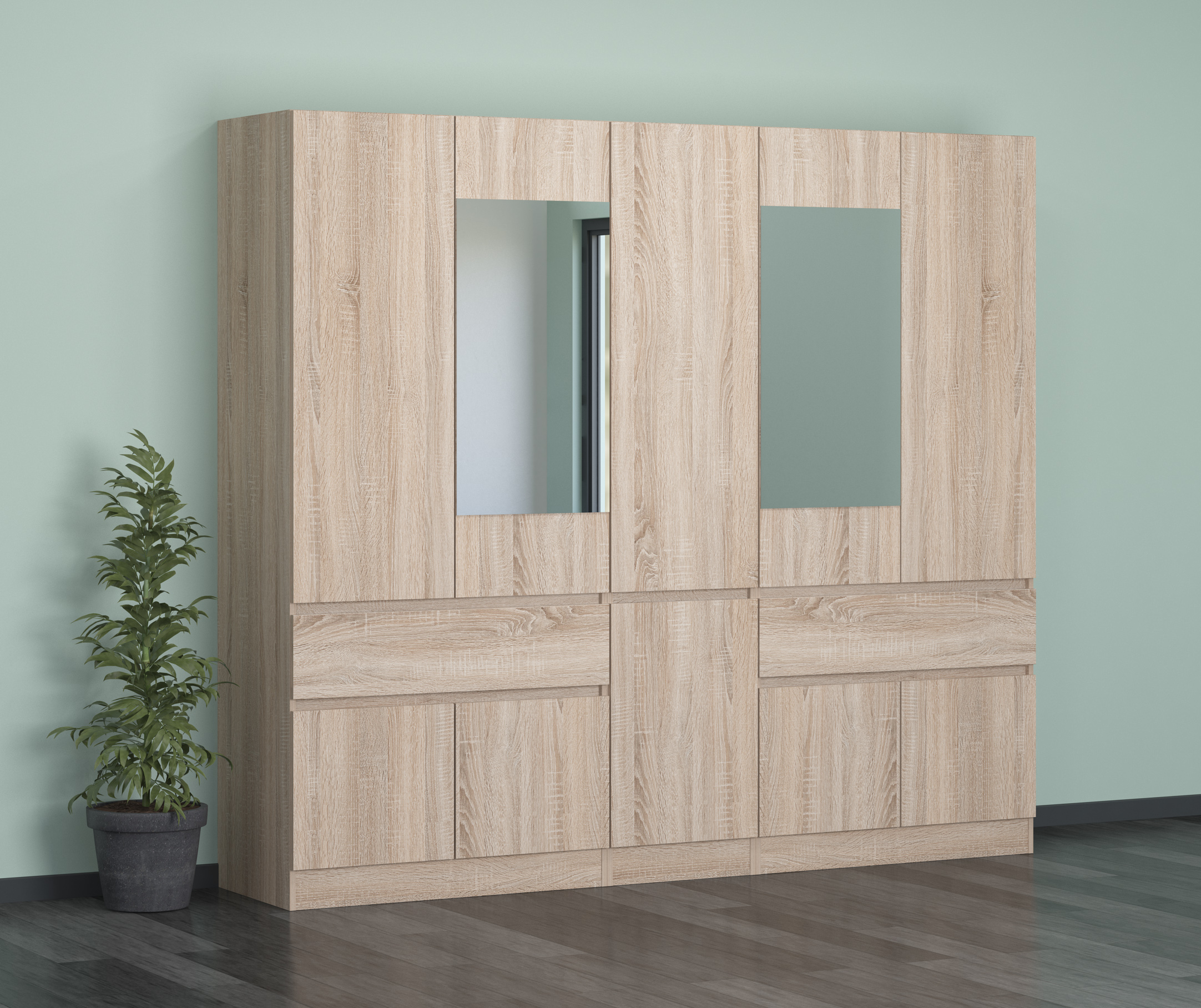 Dulap Leo 5b, 225x52x200, stejar sonoma - imagine 2