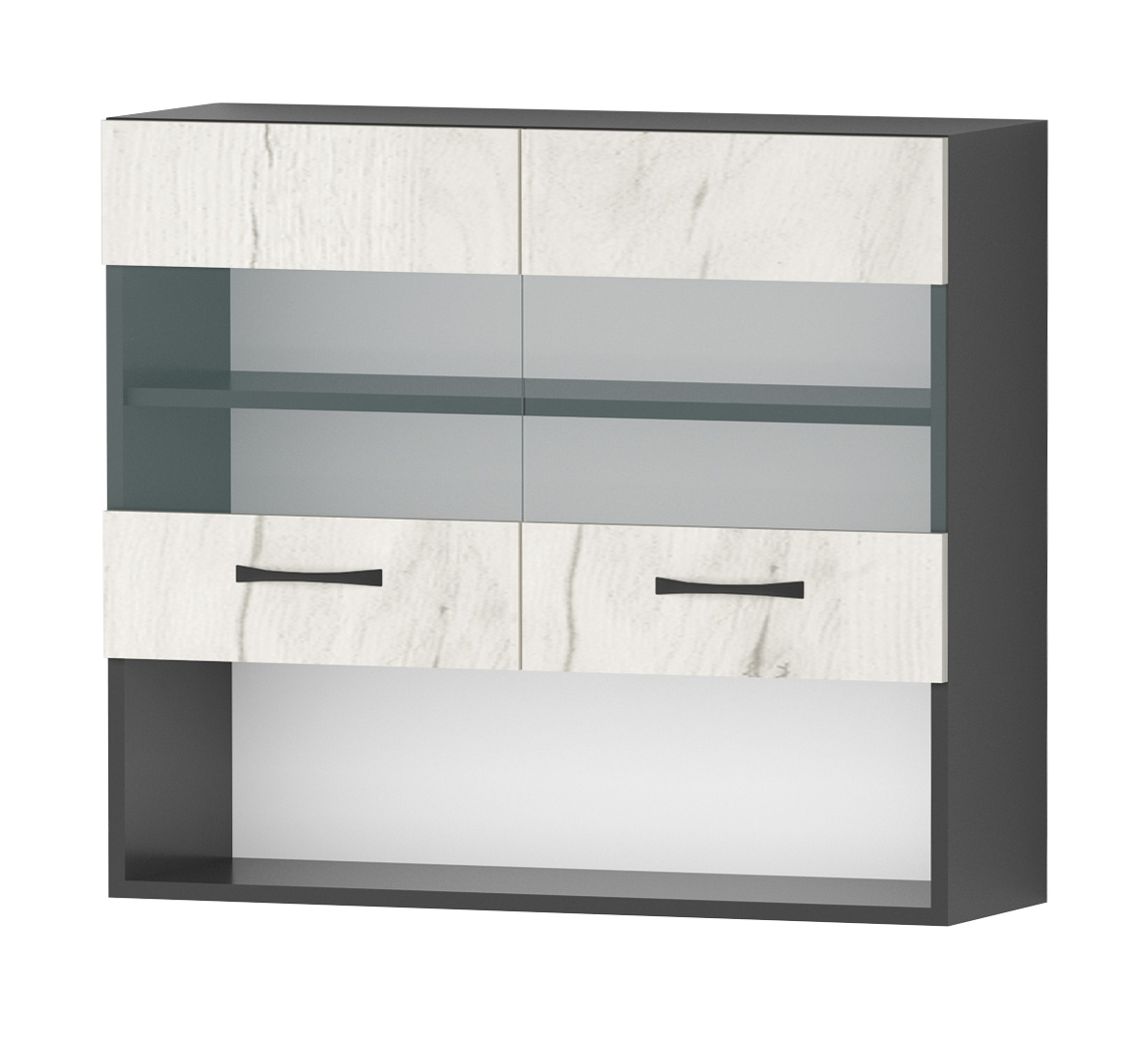 Corp superior vitrina Verona G58, 80x70, craft alb pacific/ antracit