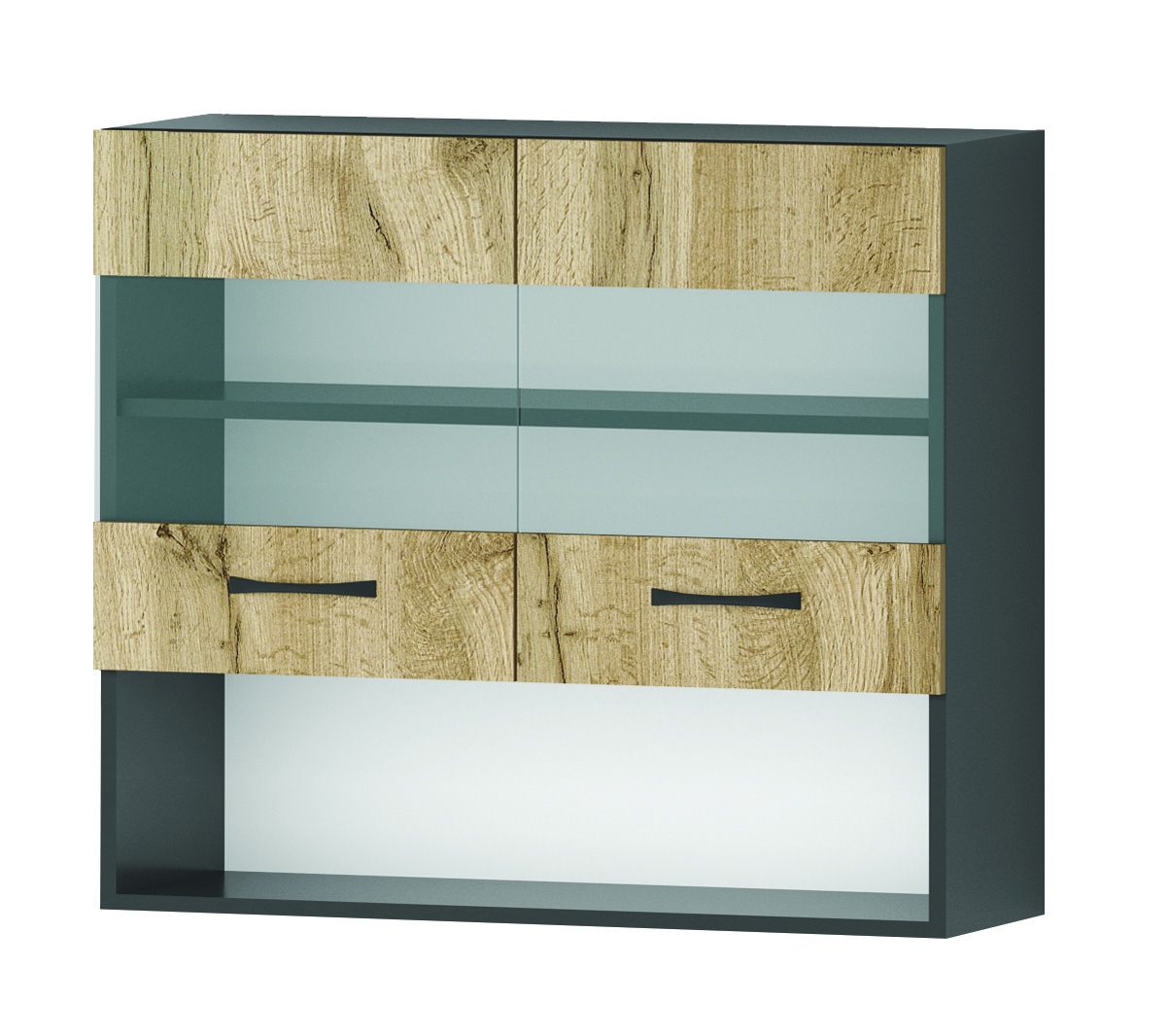 Corp superior vitrina Verona G58, 80x70, stejar wotan/ antracit