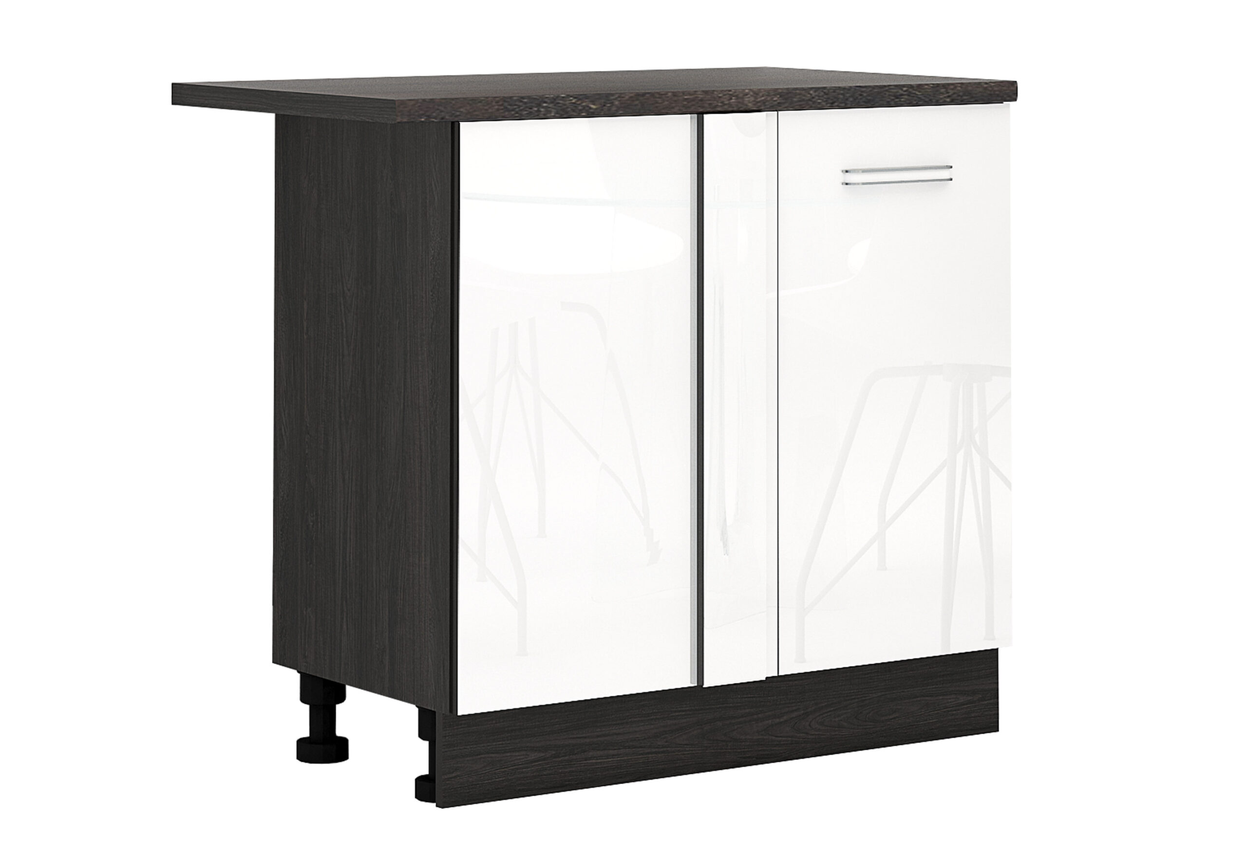 Corp inferior de colt Elinor B10, 90x87, alb lucios/ stejar carbon