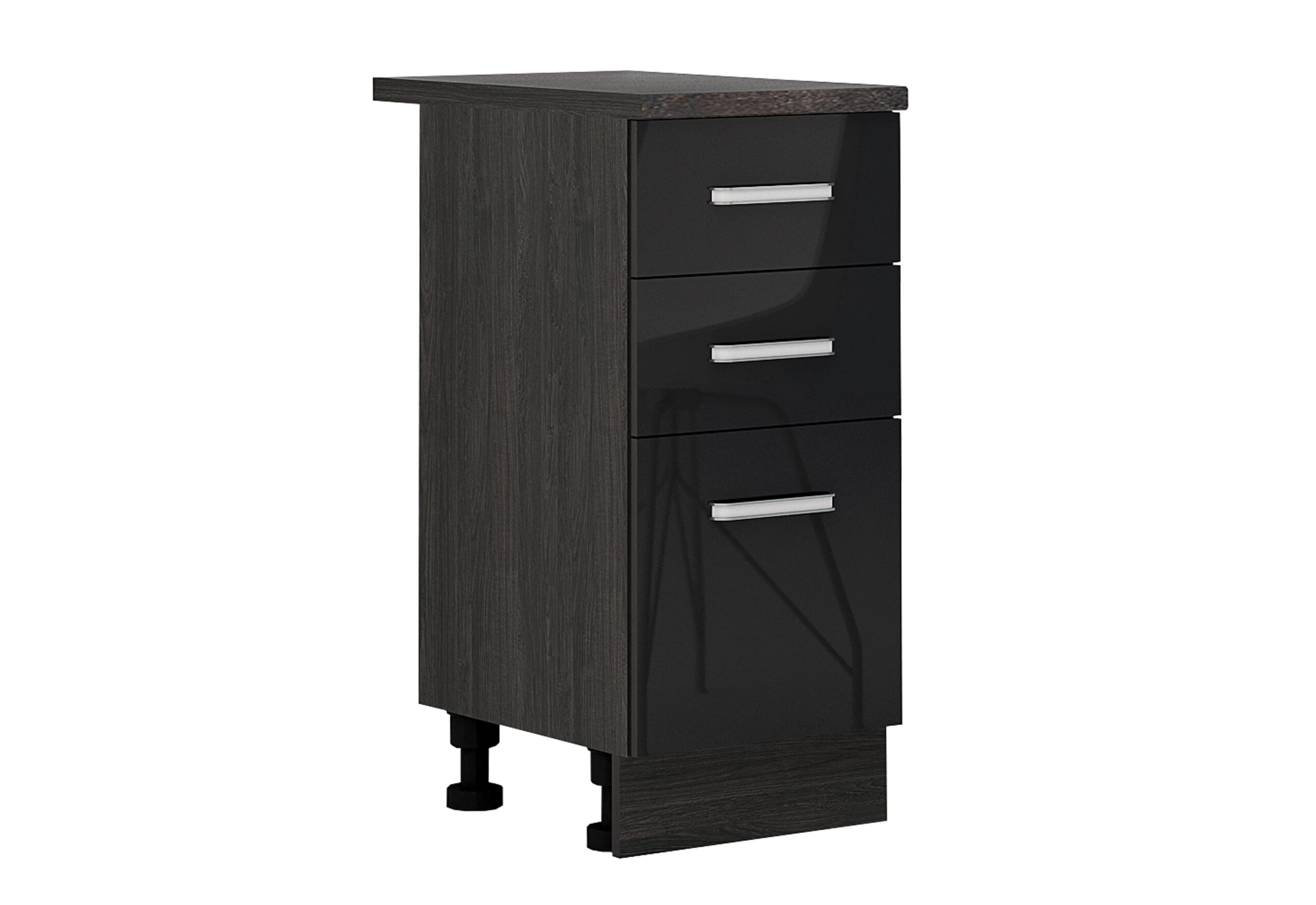 Corp inferior Elinor B25, 40x87, negru lucios/ stejar carbon