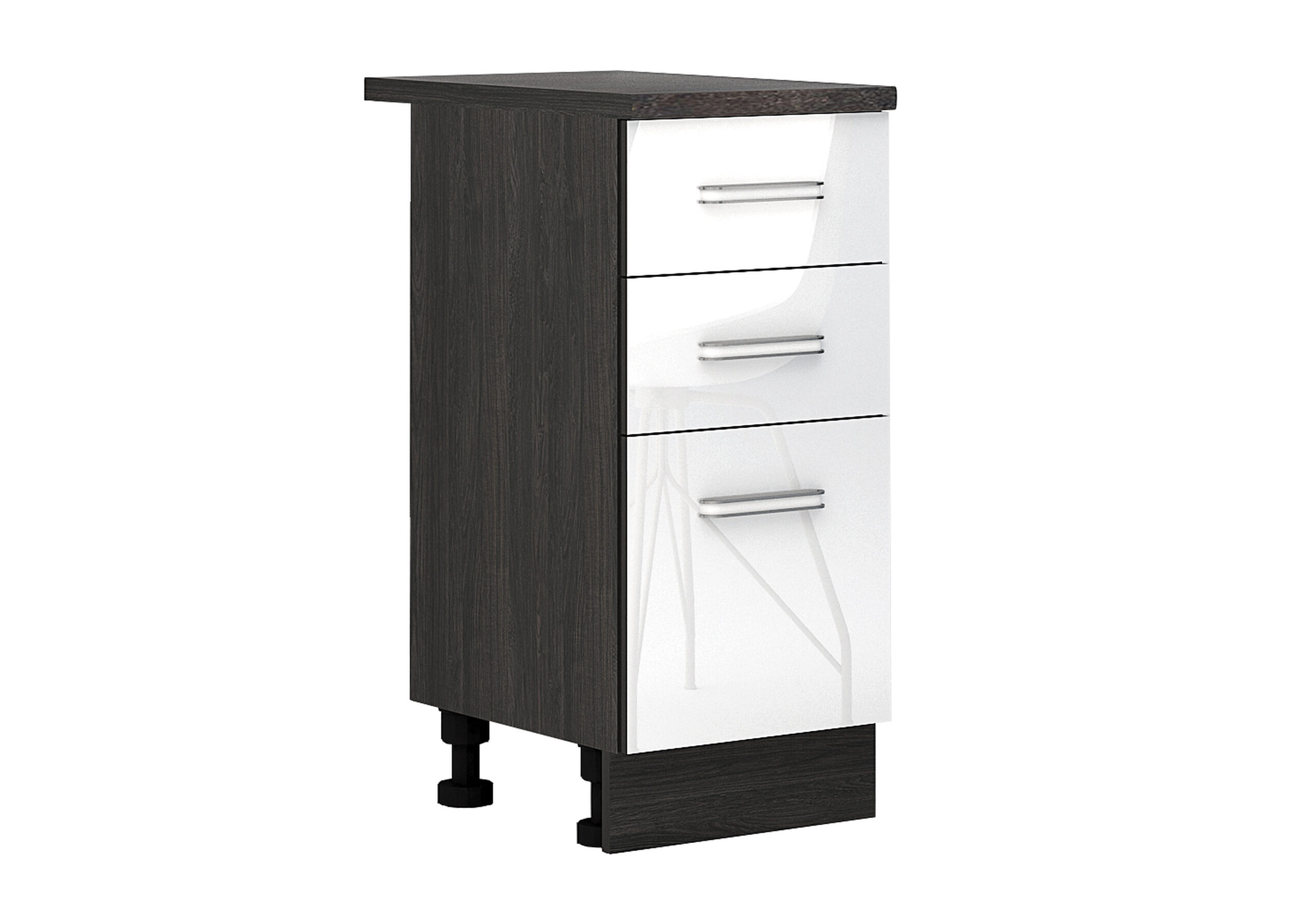 Corp inferior Elinor B25, 40x87, alb lucios/ stejar carbon