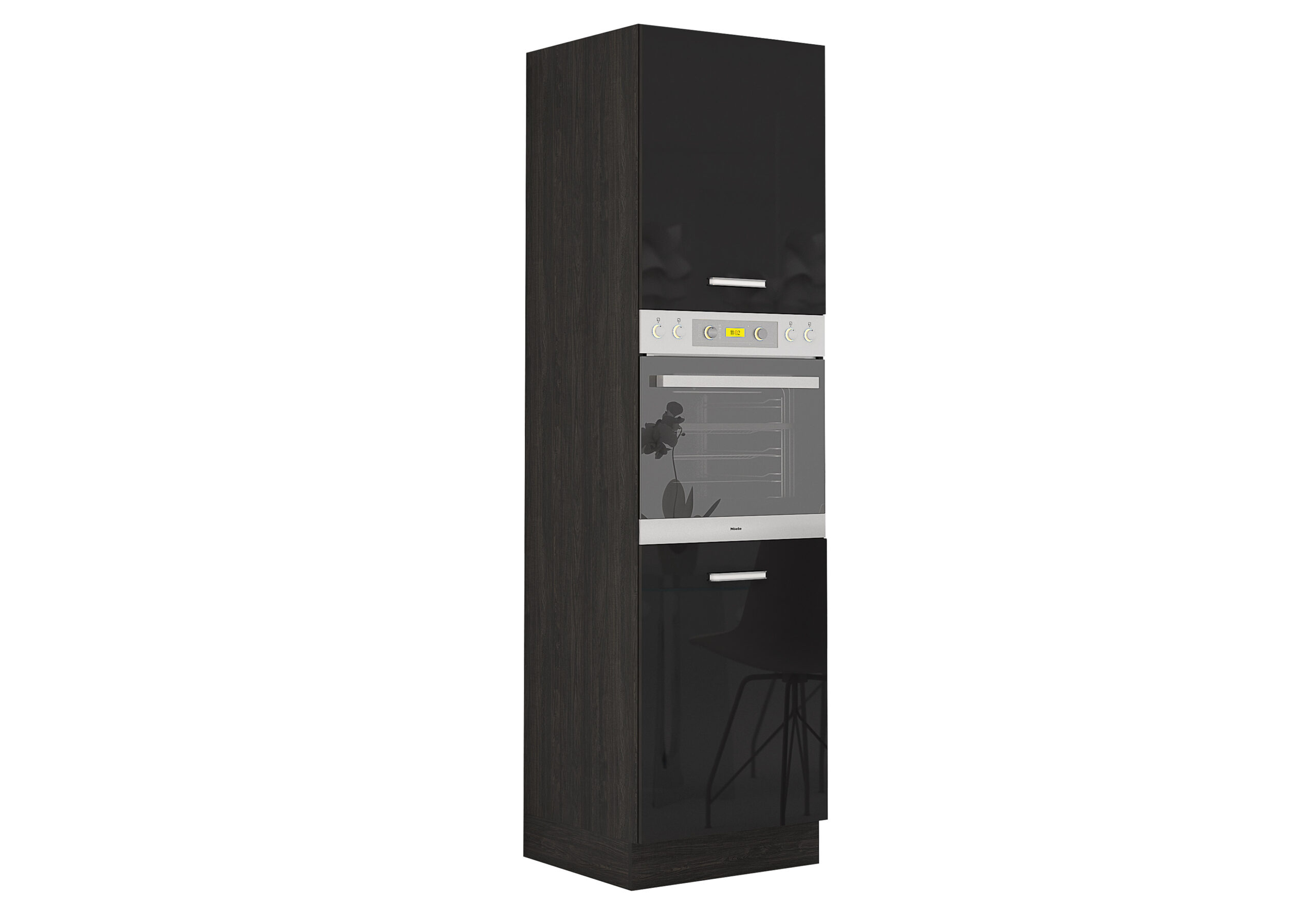 Dulap cuptor incorporabil Elinor B66, 60x220, negru lucios/ stejar carbon