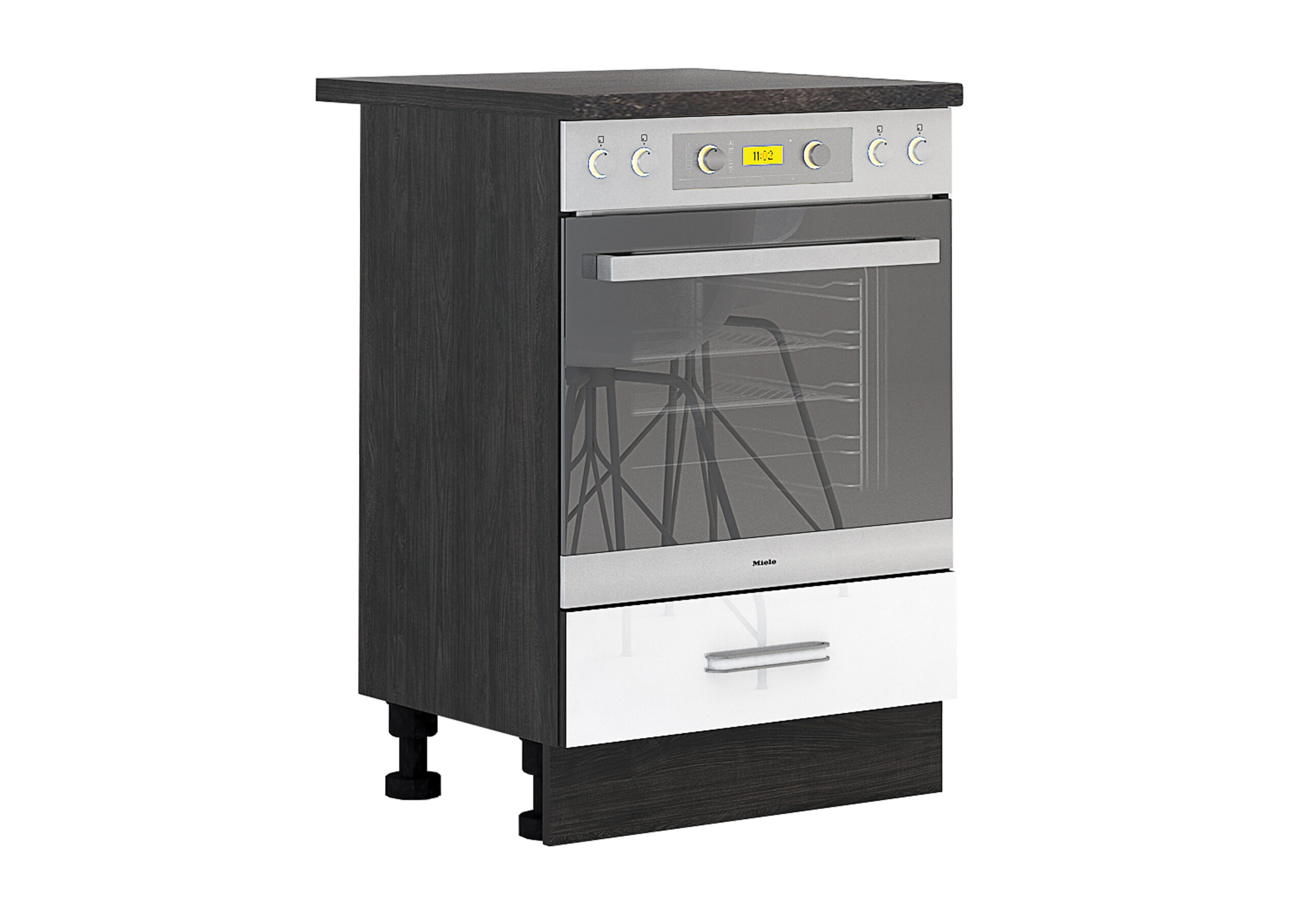Corp cuptor incorporabil Elinor B7, 60x87, alb lucios/ stejar carbon