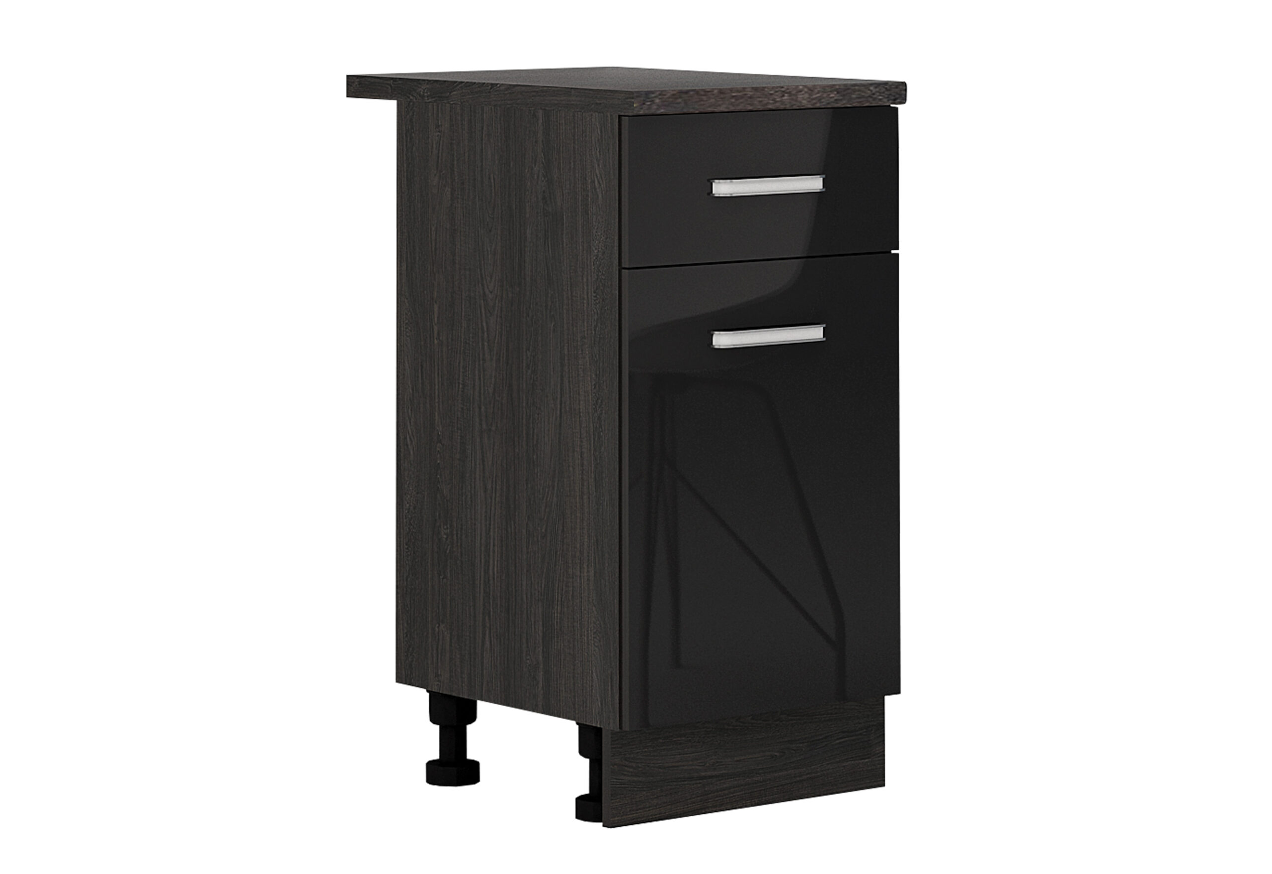 Corp inferior Elinor B74, 45x87, negru lucios/ stejar carbon