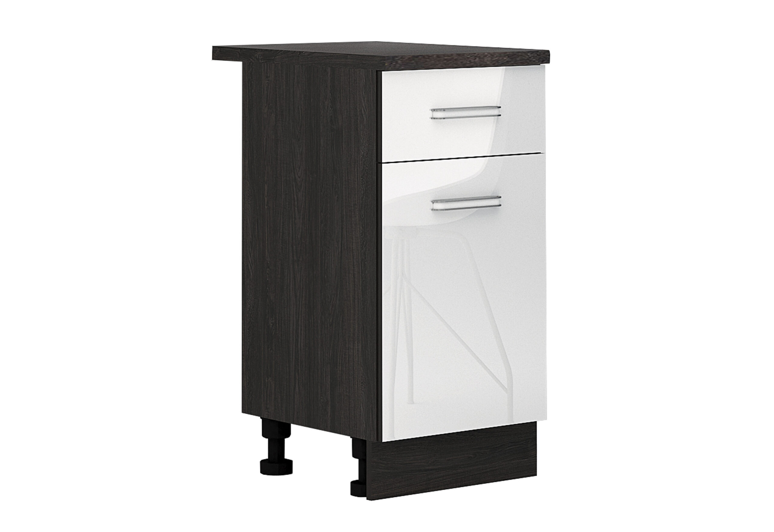 Corp inferior Elinor B74, 45x87, alb lucios/ stejar carbon