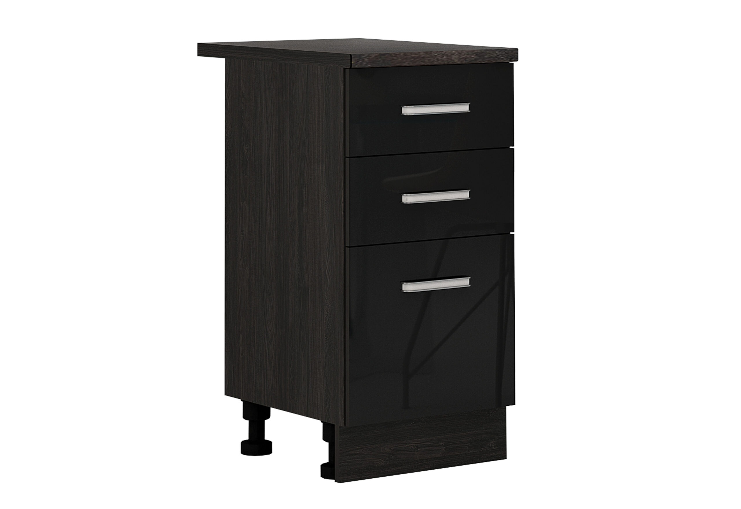 Corp inferior Elinor B76, 45x87, negru lucios/ stejar carbon